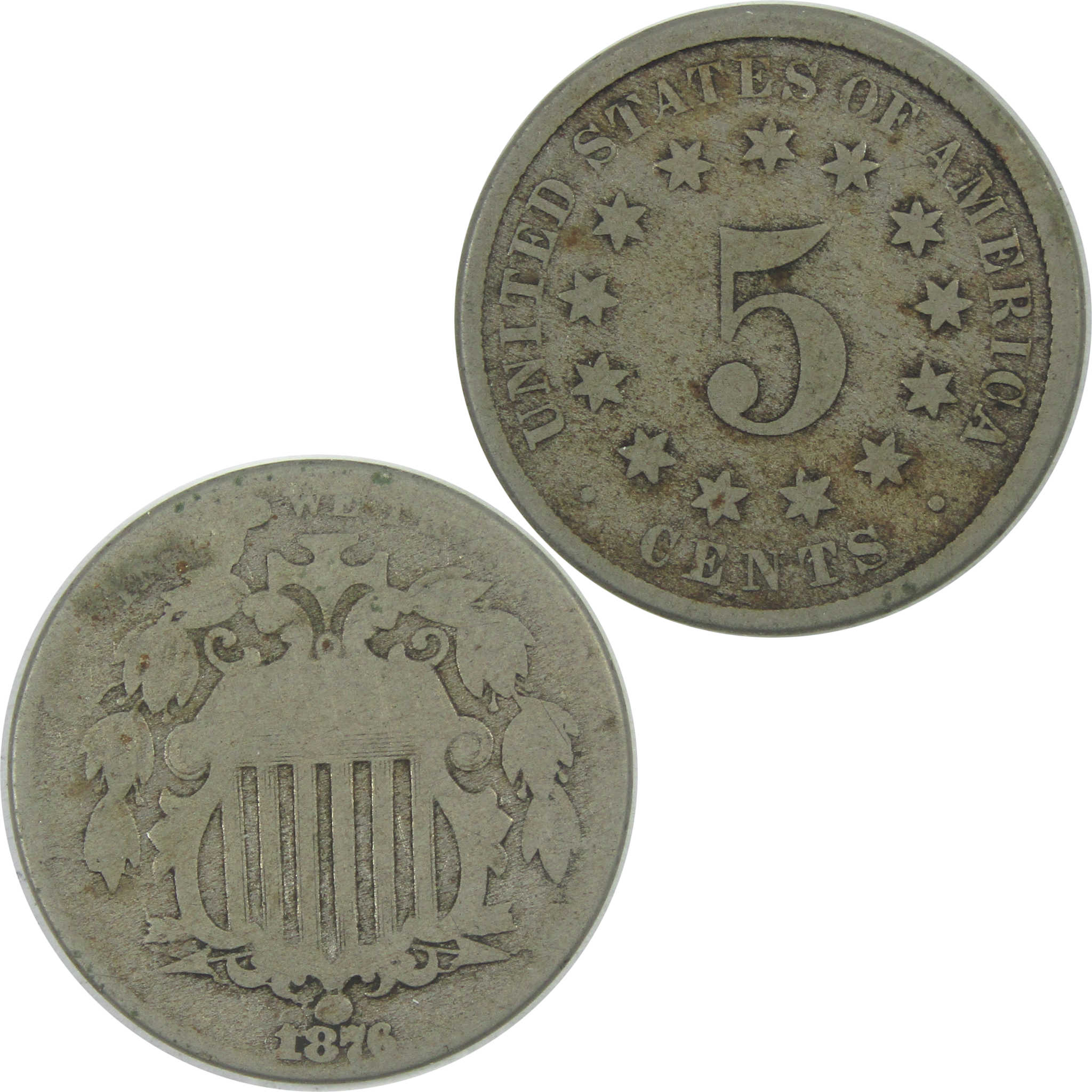 1876 Shield Nickel AG About Good 5c Coin SKU:I16590