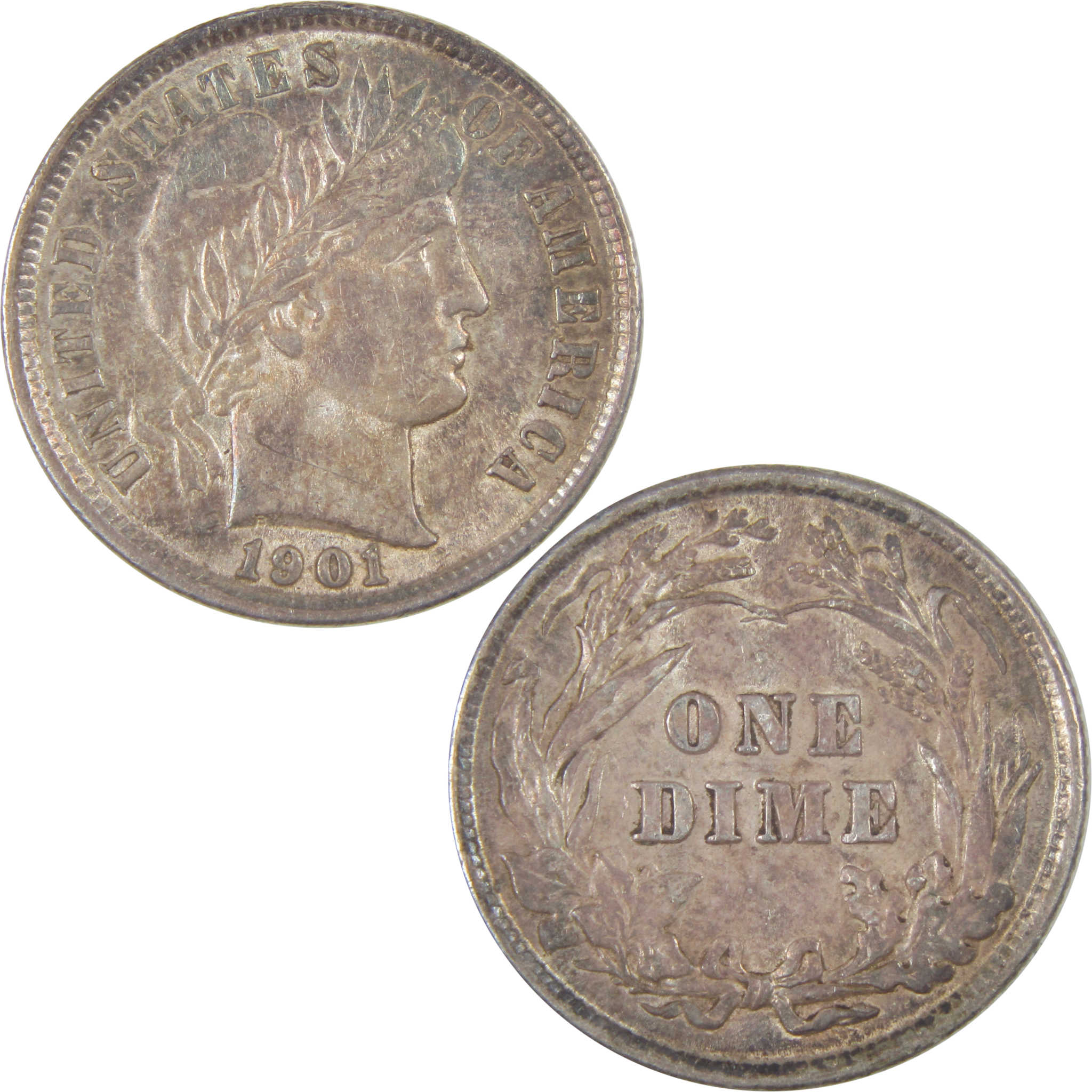 1901 Barber Dime AU About Uncirculated Silver 10c Coin SKU:I16848