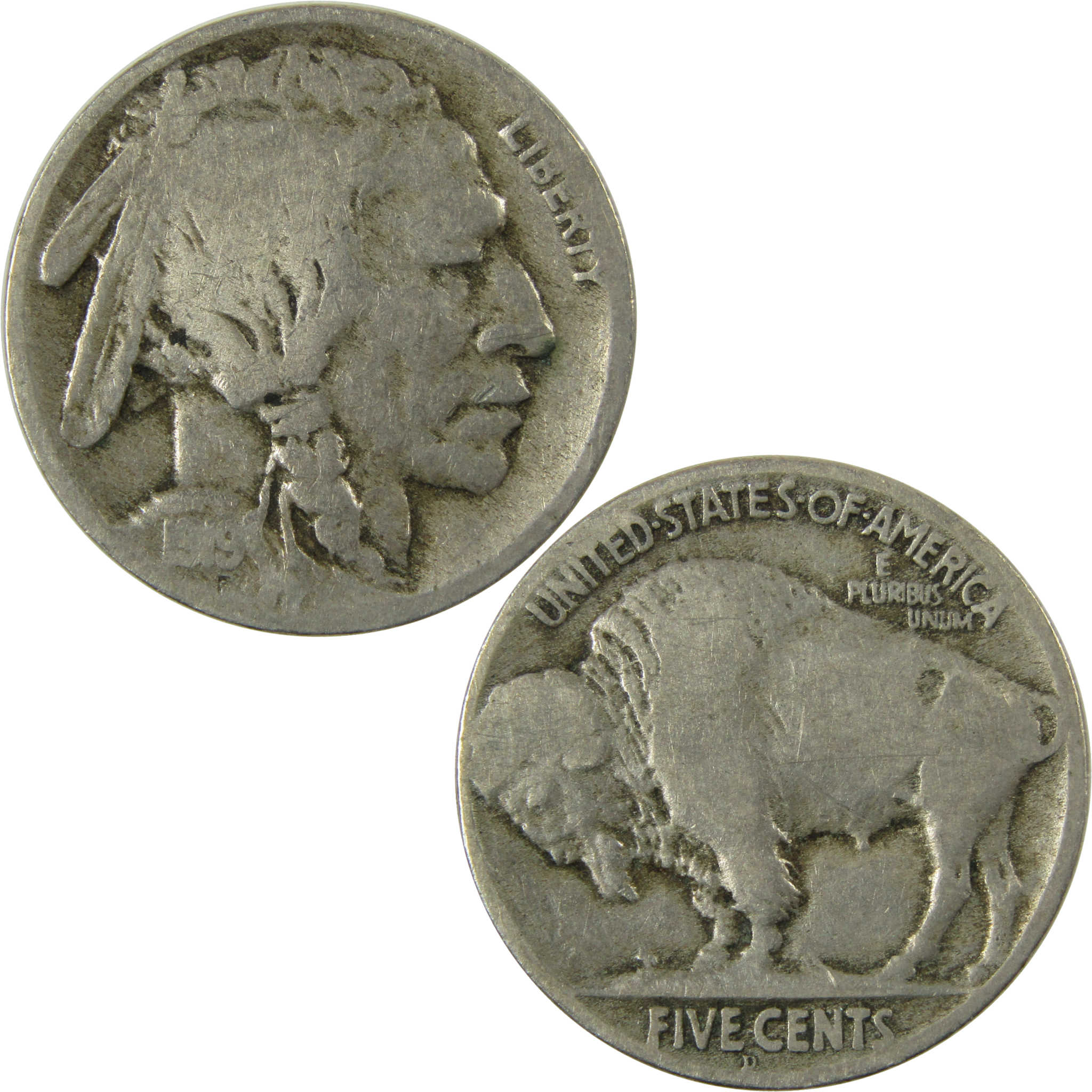 1919 D Indian Head Buffalo Nickel G Good Details 5c Coin SKU:I28124
