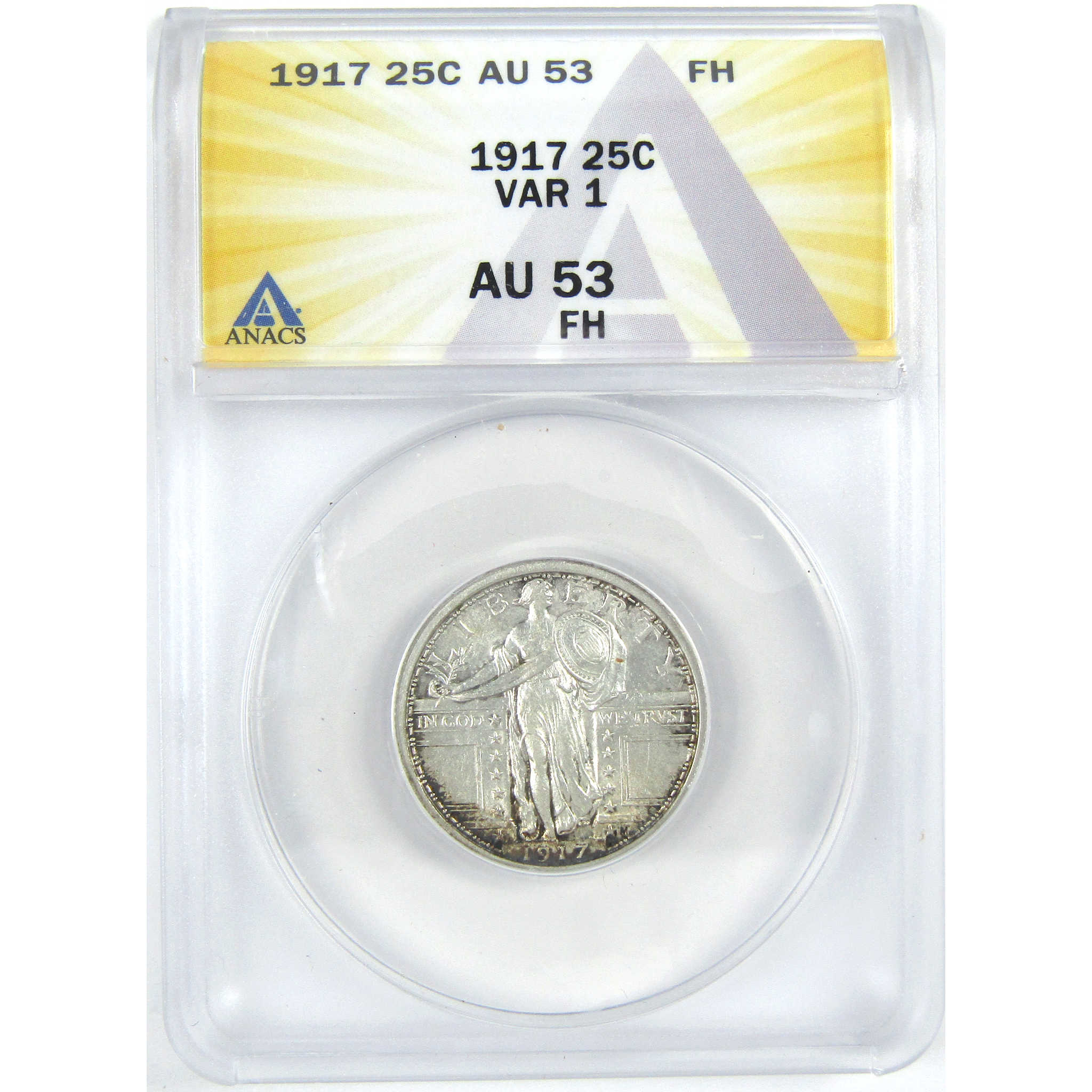 1917 Type 1 Standing Liberty Quarter AU 53 FH ANACS Silver SKU:I16315