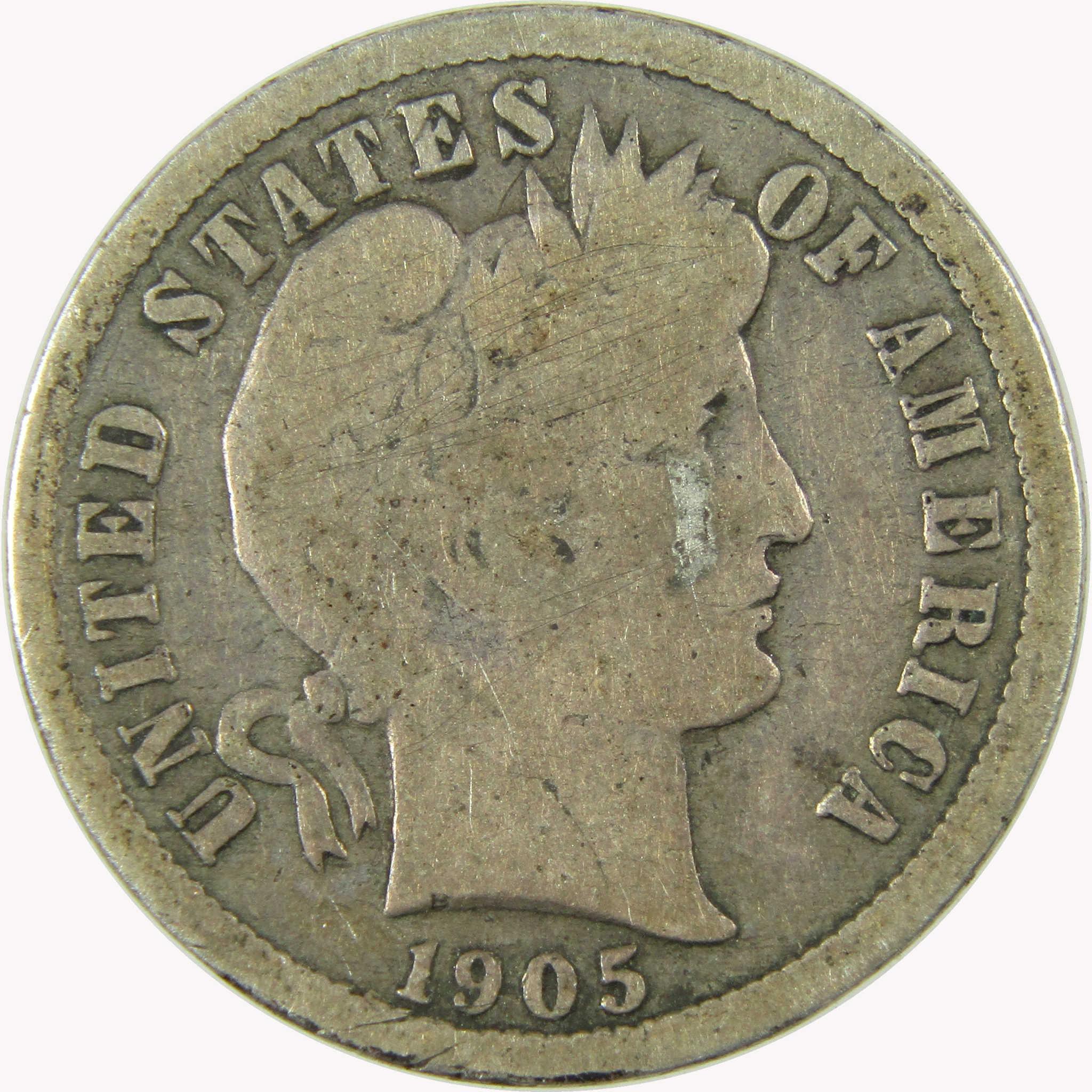 1905 S Barber Silver Dime AG About Good 10c Coin Collectible SKU:CP710