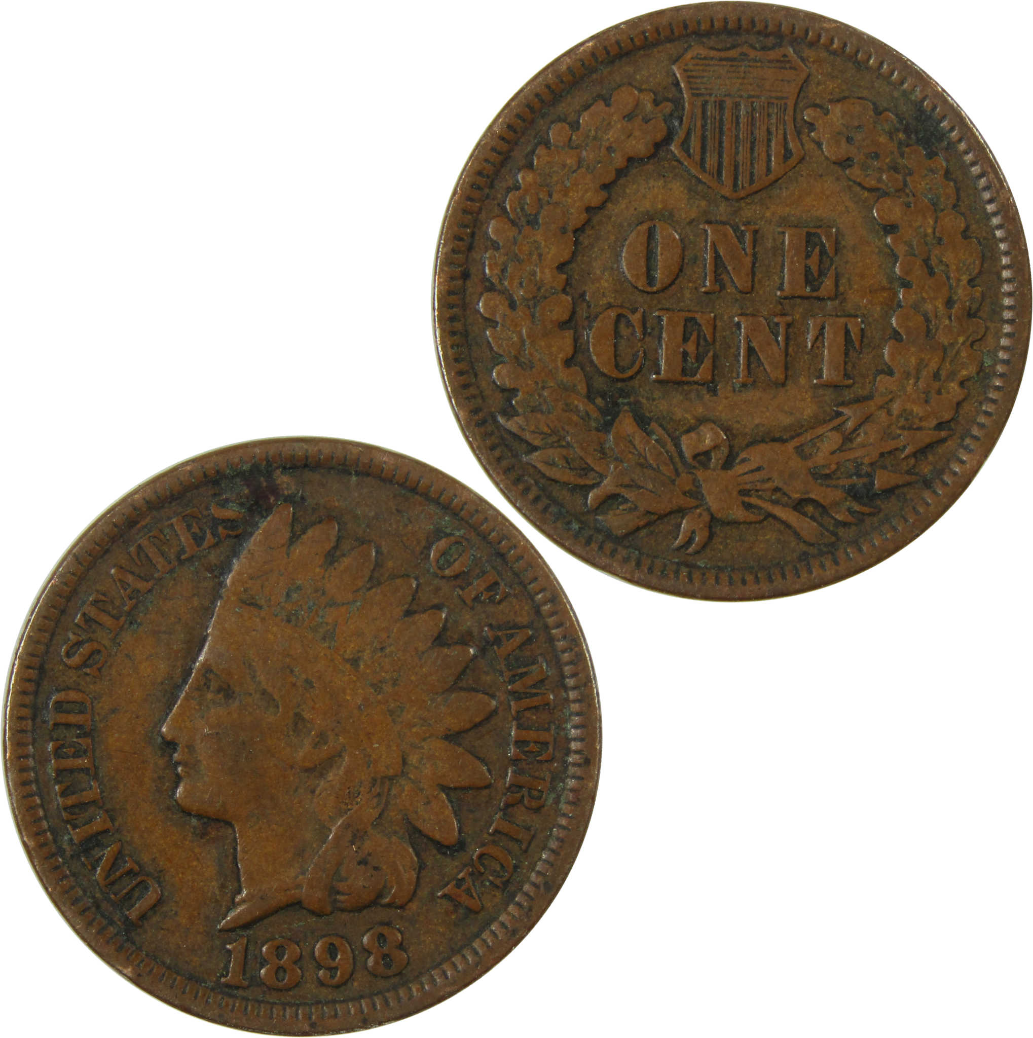1898 Indian Head Cent F Fine Penny 1c Coin Collectible SKU:I26945