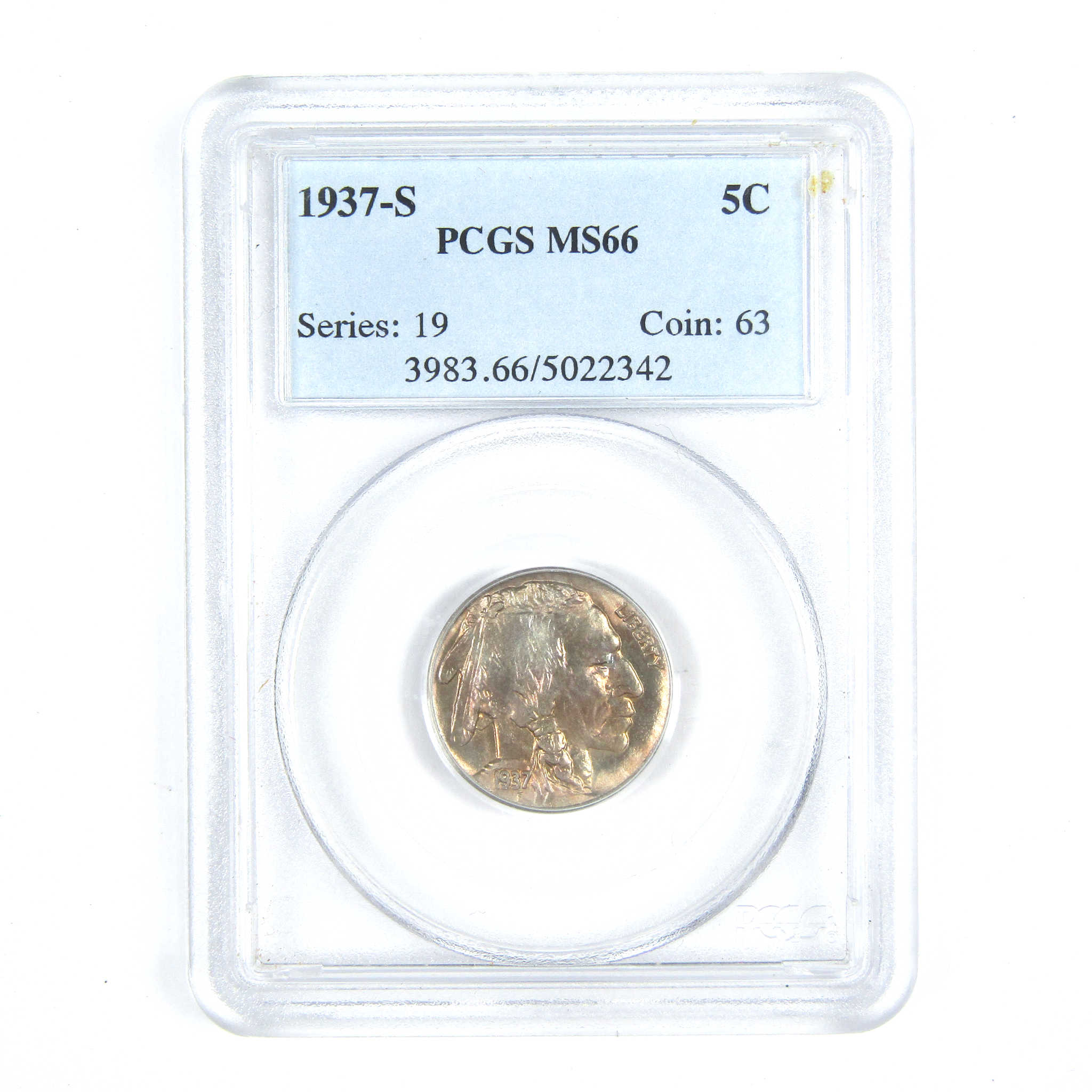 1937 S Indian Head Buffalo Nickel MS 66 PCGS 5c SKU:CPC8614