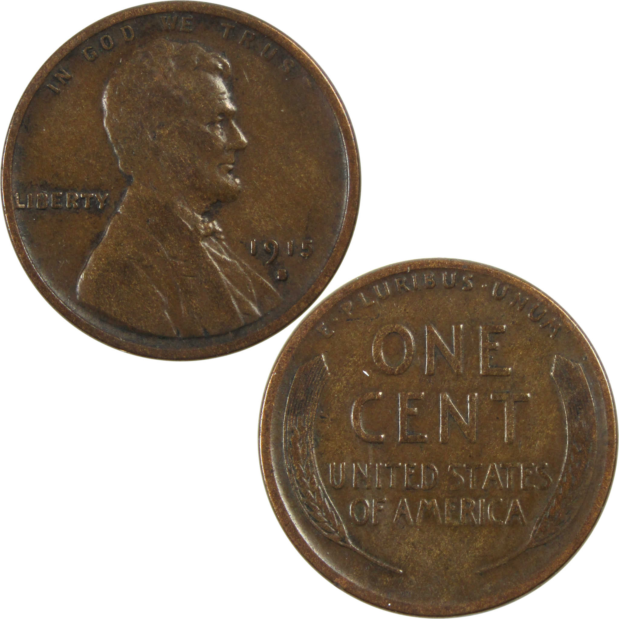 1915 S Lincoln Wheat Cent F Fine Penny 1c Coin SKU:I13403