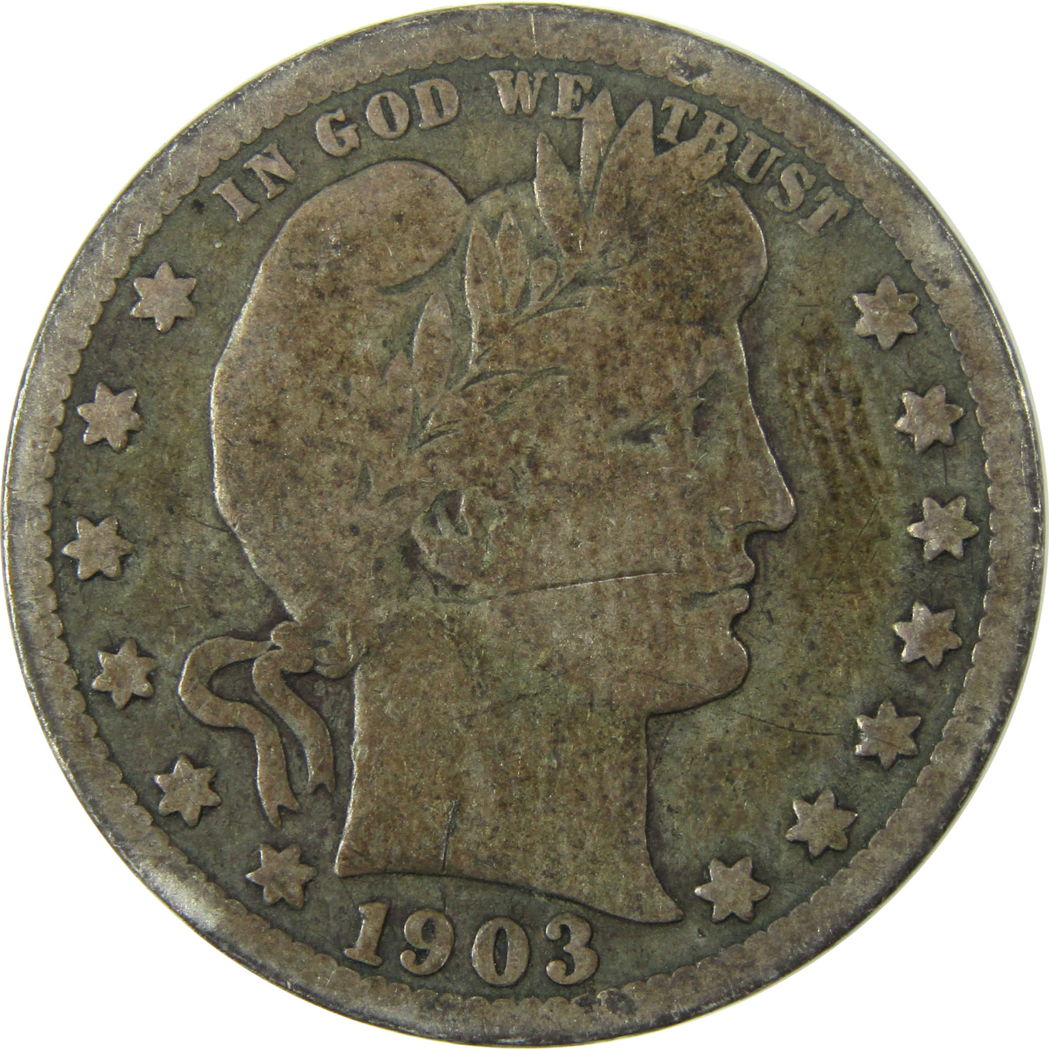 1903 S Barber Silver Quarter VG Very Good 25c Coin SKU:CP878