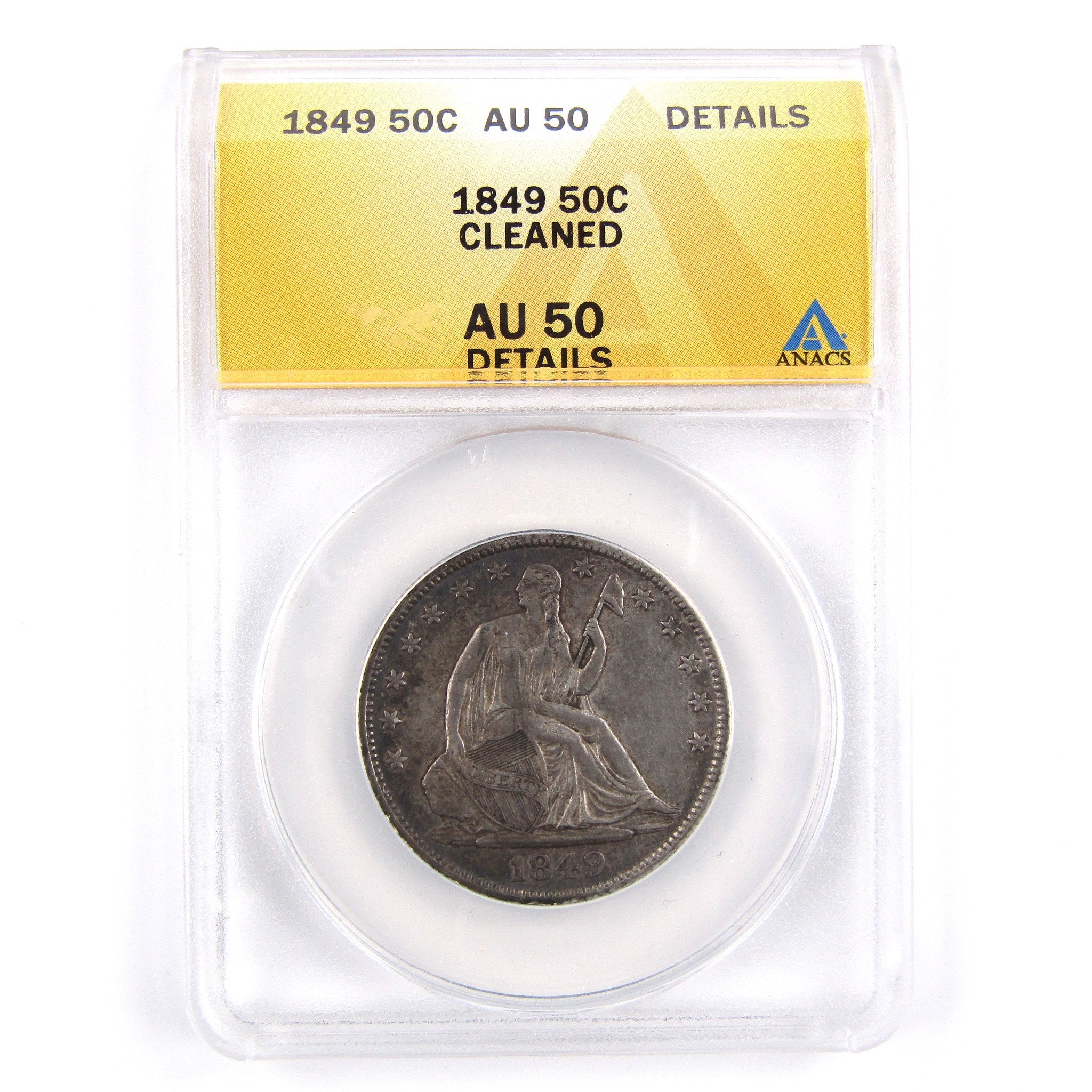 1849 Seated Liberty Half Dollar AU 50 Details ANACS Silver SKU:CPC2256