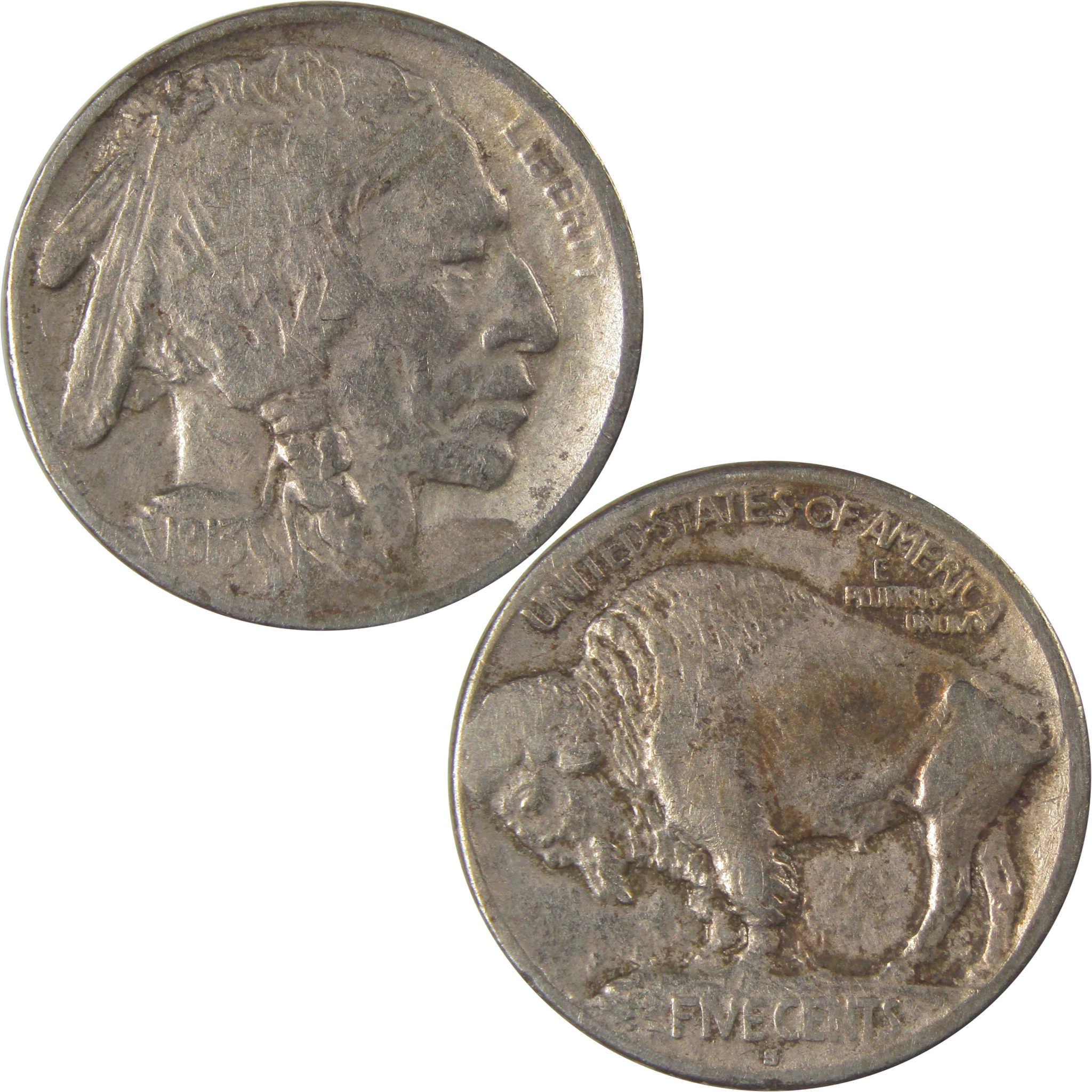 1913 S Type 1 Indian Head Buffalo Nickel F Fine Details SKU:I22912