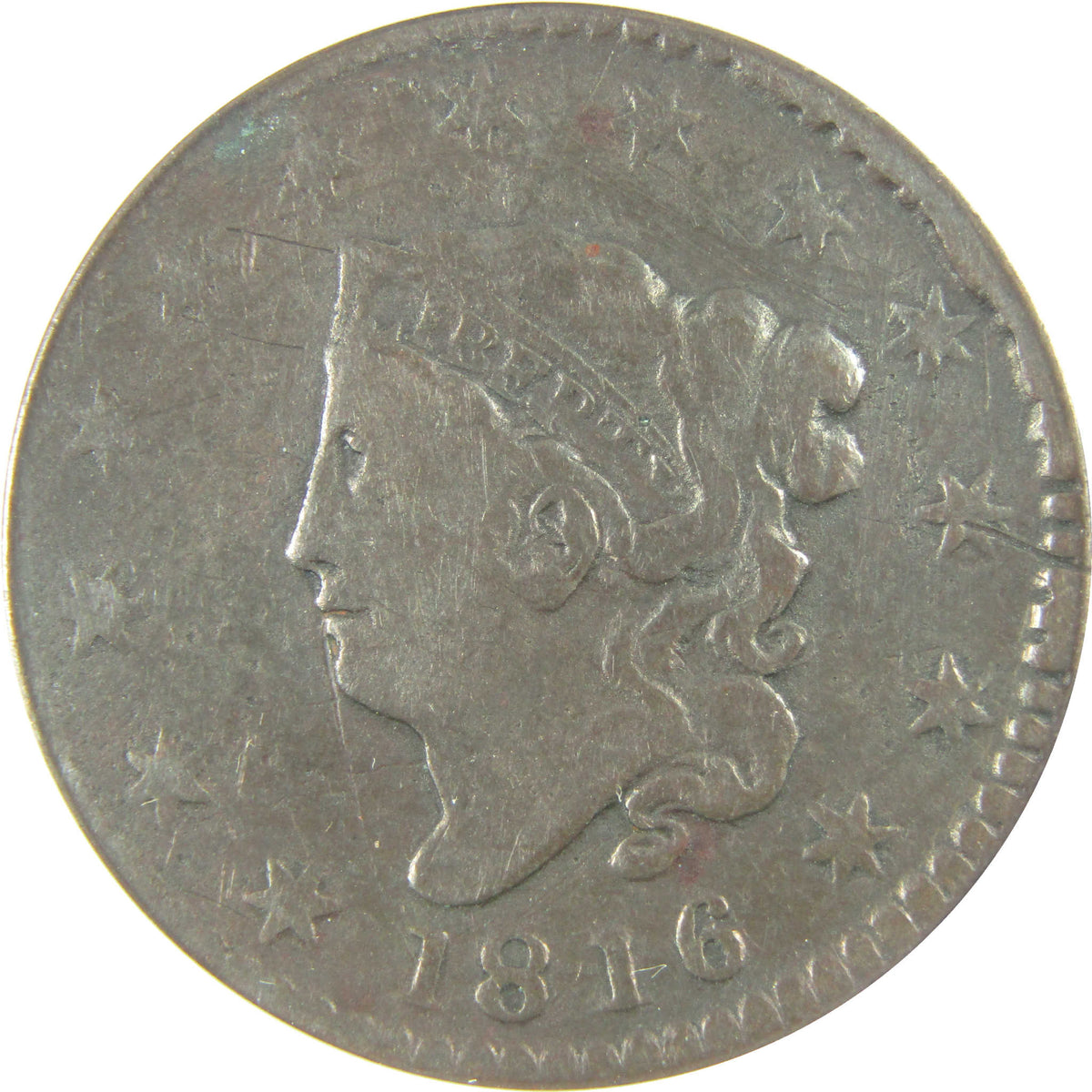 1816 Coronet Head Copper Large Cent VG 8 Details ANACS Coin SKU:I28697