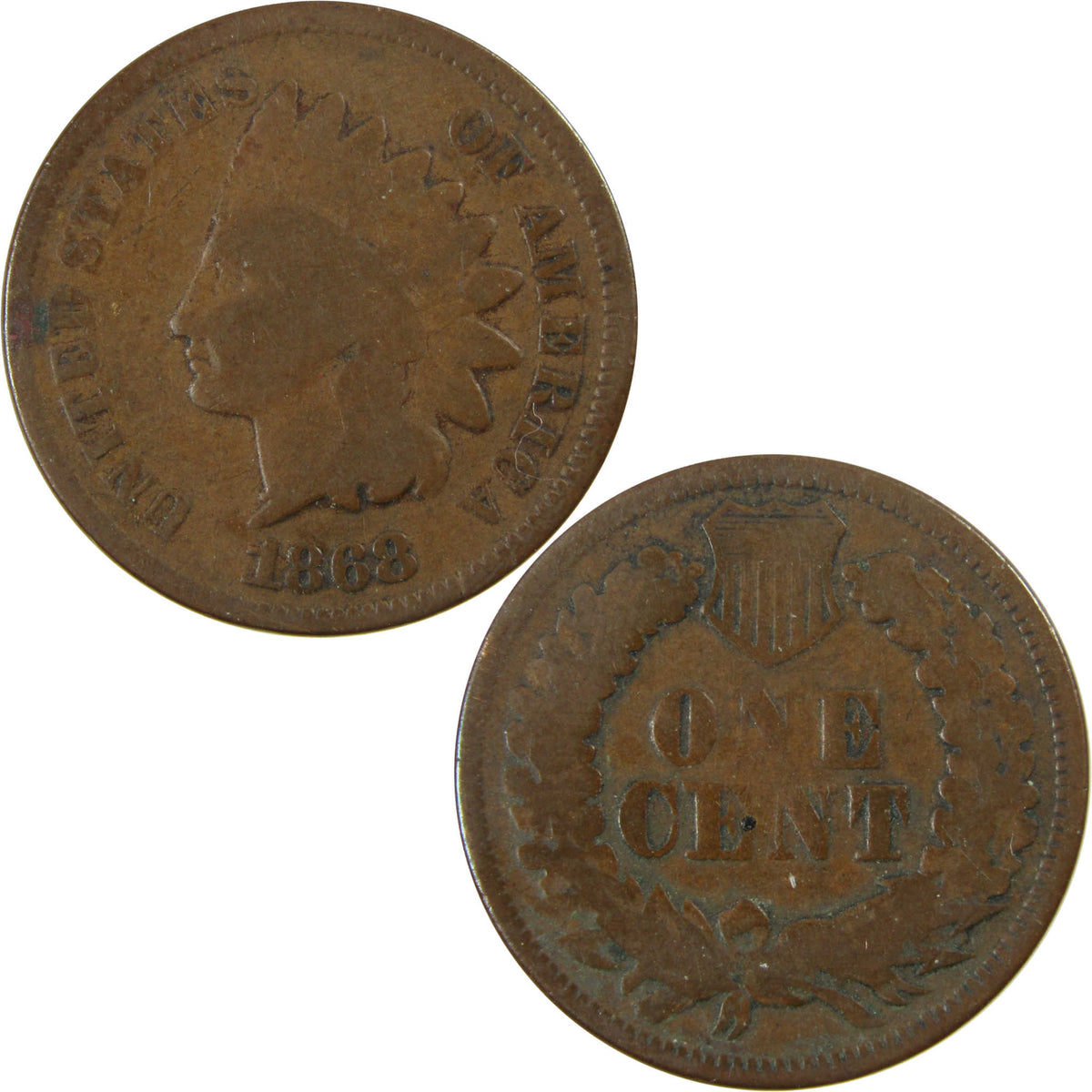 1868 Indian Head Cent G Good Penny 1c Coin Collectible SKU:CP1712
