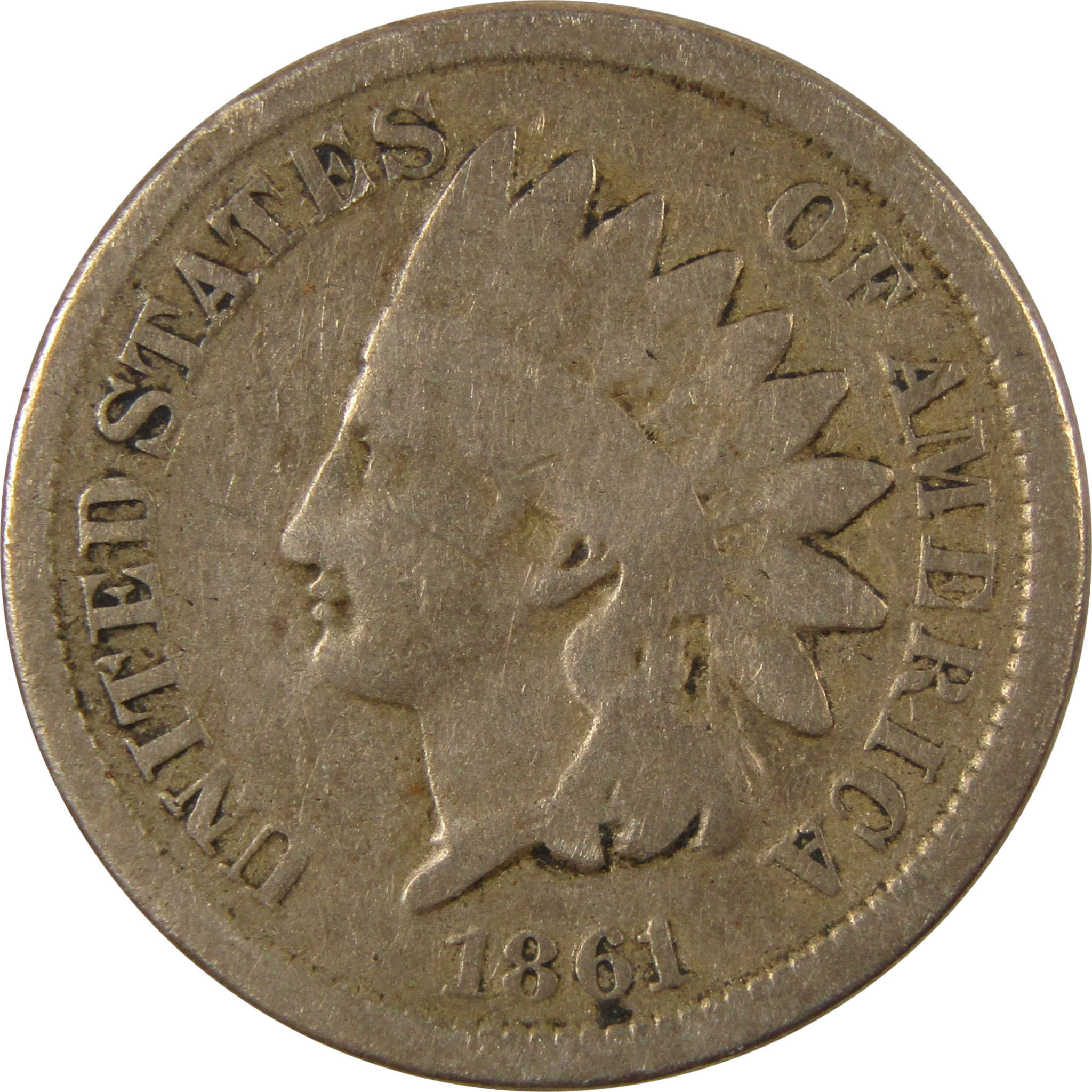 1861 Indian Head Cent G Good Details Penny 1c Coin SKU:CP1203