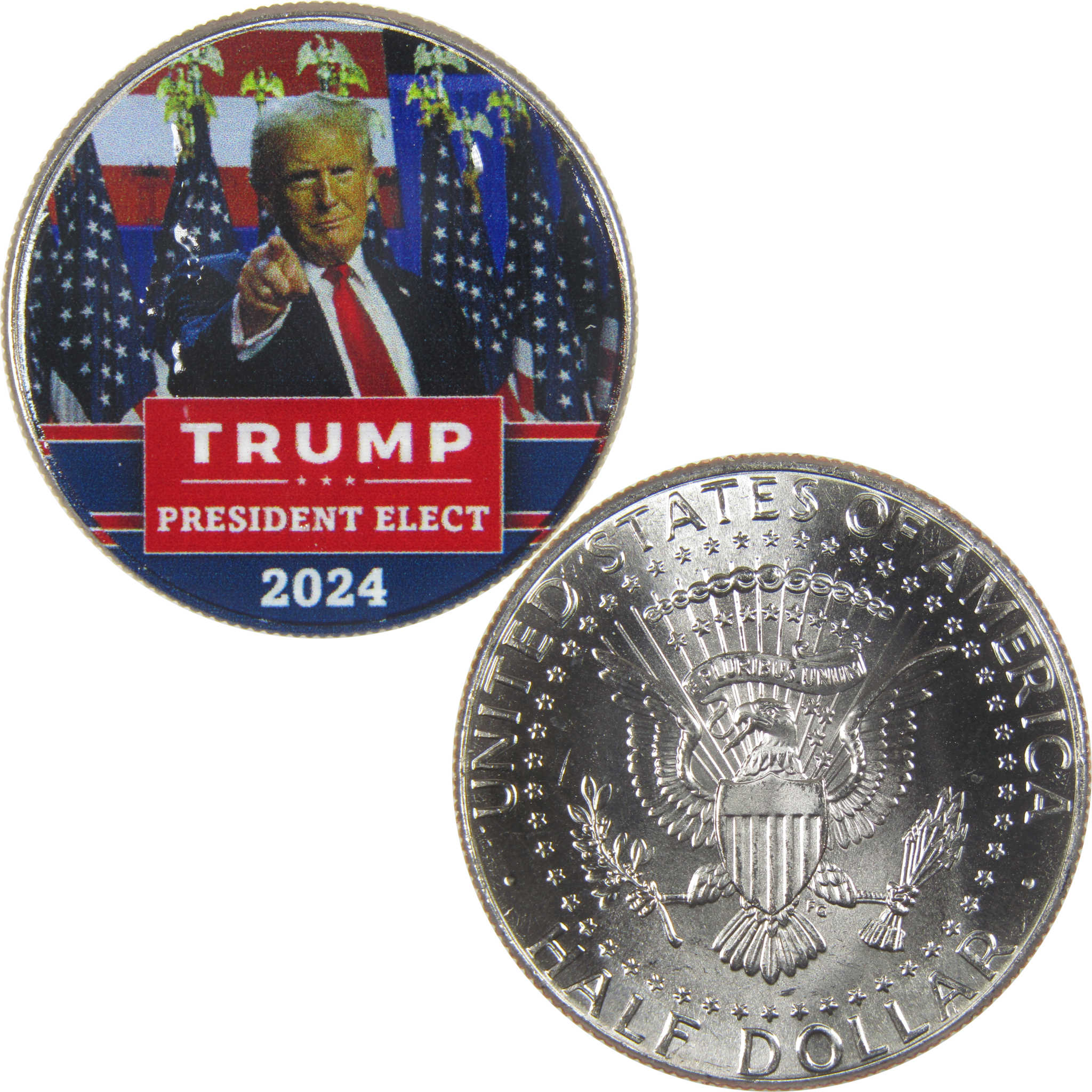 2024 President Elect Donald Trump Colorized Kennedy Half Dollar Coin