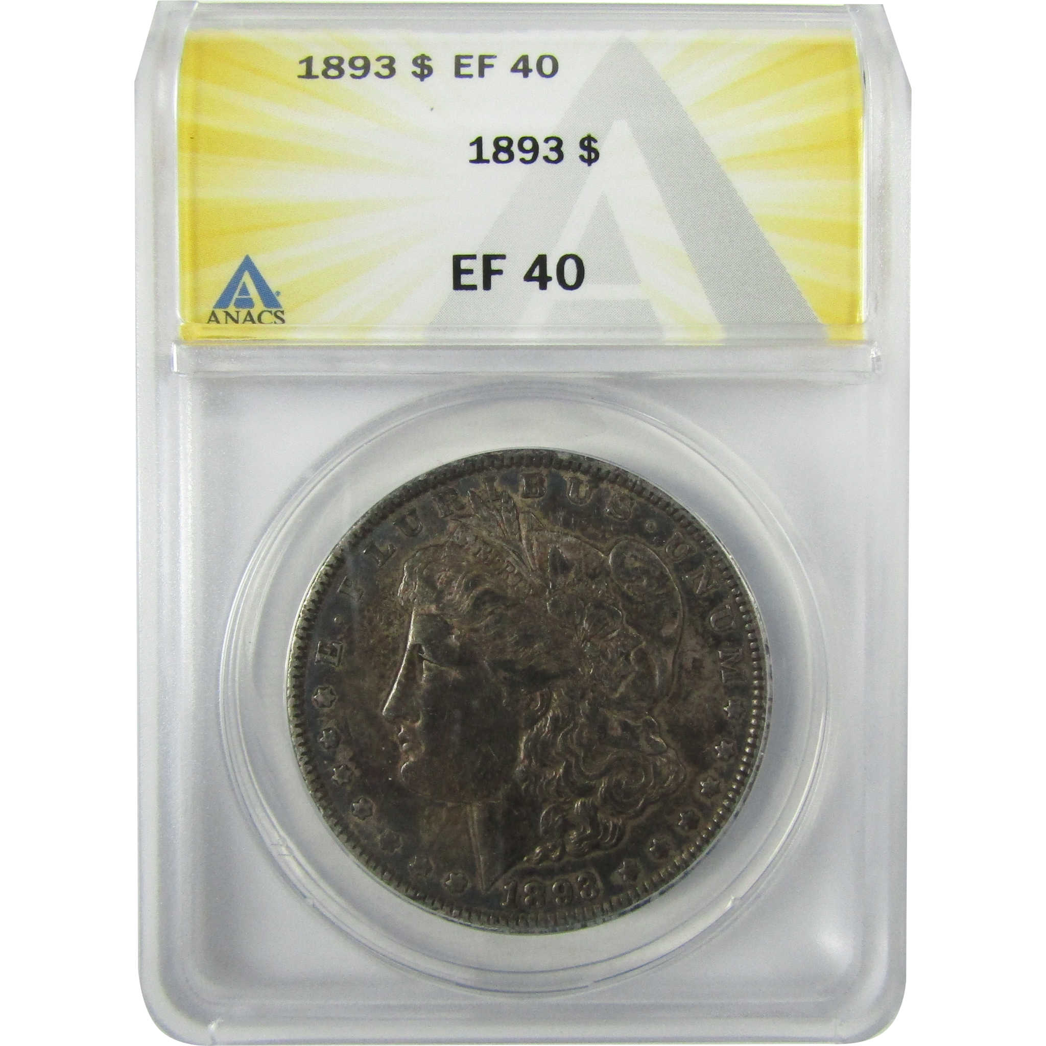 1893 Morgan Silver Dollar EF 40 ANACS $1 Coin Collectible SKU:I27968 - Morgan coin - Morgan silver dollar - Morgan silver dollar for sale - Profile Coins &amp; Collectibles