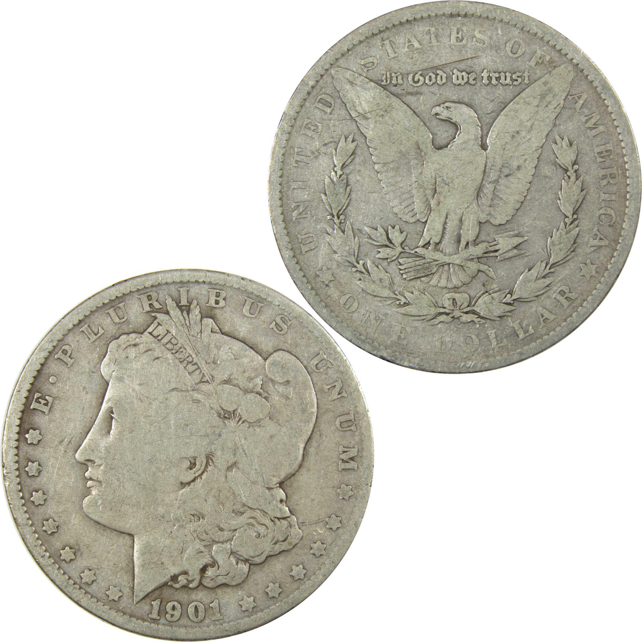1901 Morgan Silver Dollar VG Very Good $1 Coin Collectible SKU:I25261 - Morgan coin - Morgan silver dollar - Morgan silver dollar for sale - Profile Coins &amp; Collectibles