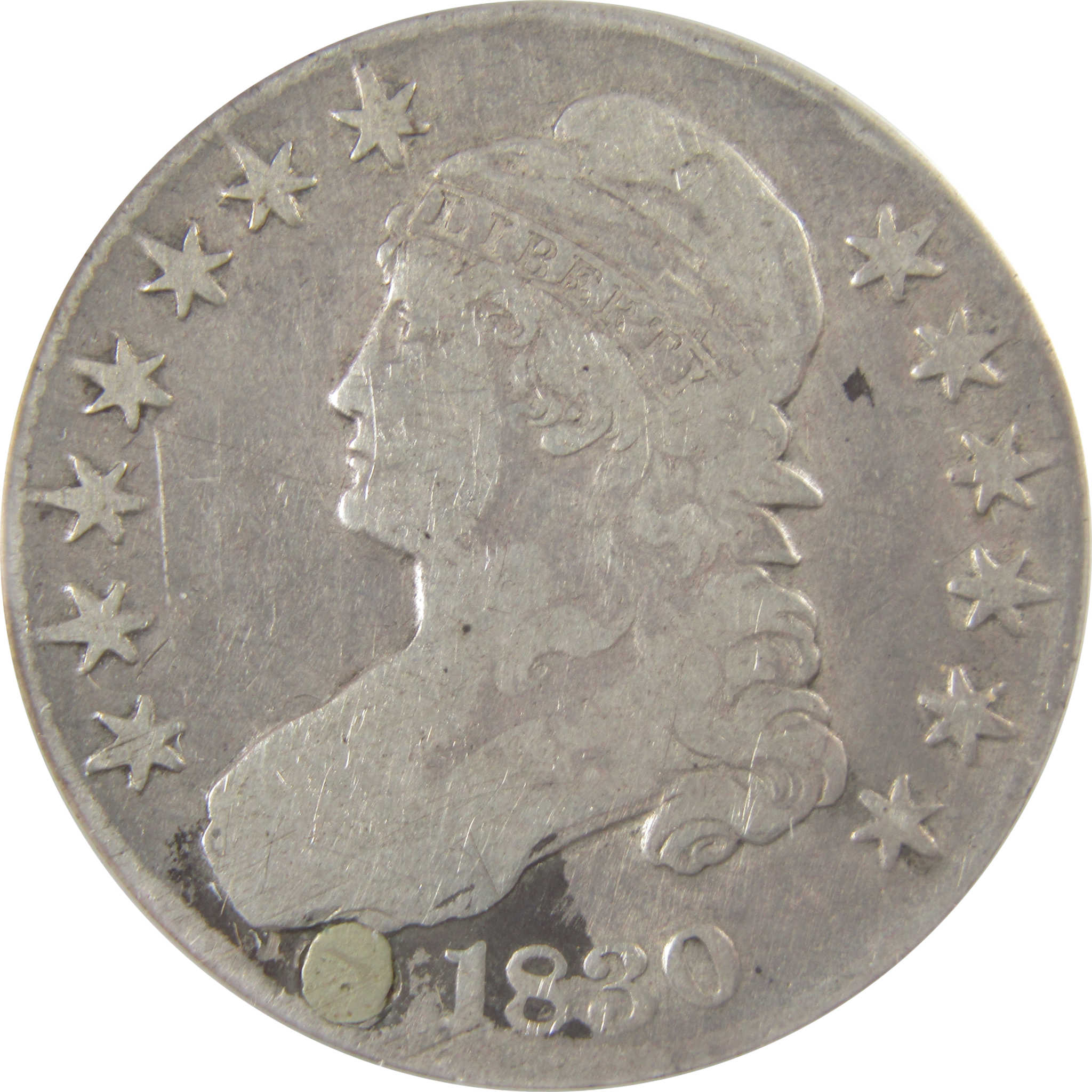1830 Small 0 Capped Bust Silver 50c G 4 Details ANACS SKU:I24425