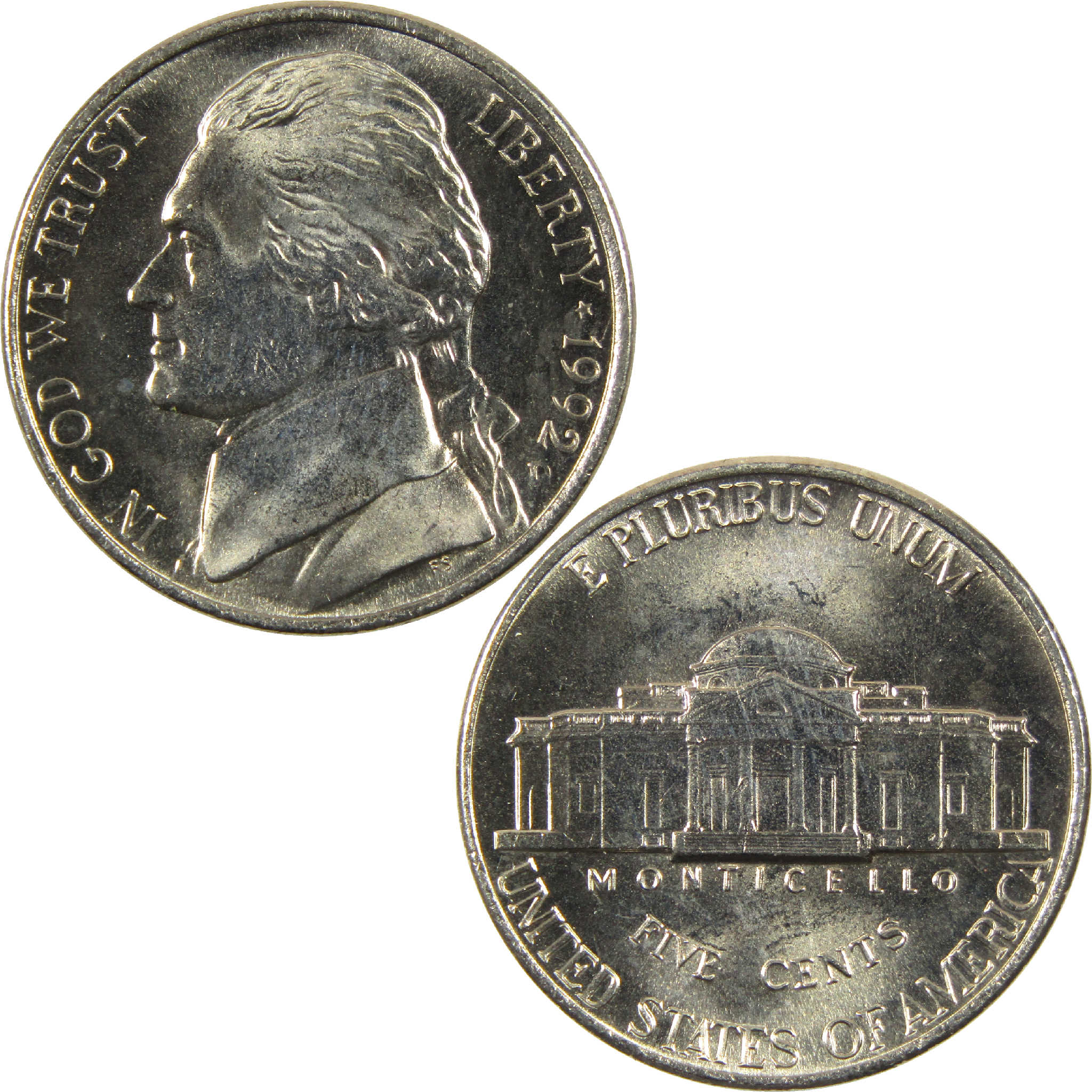 1992 D Jefferson Nickel BU Uncirculated 5c Coin