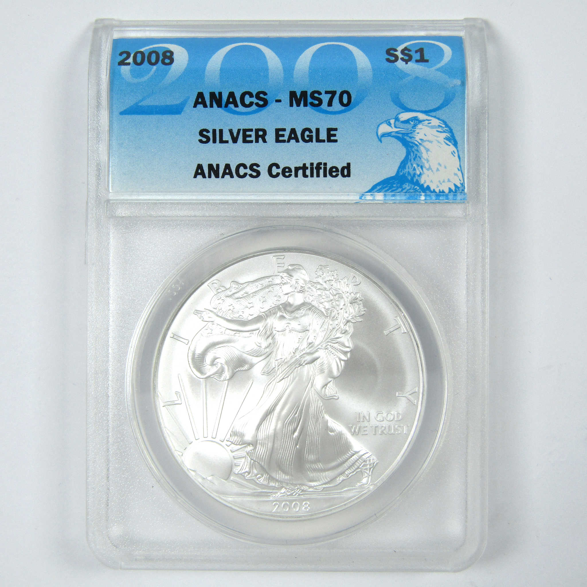 2008 American Silver Eagle MS 70 ANACS $1 Uncirculated SKU:CPC8019