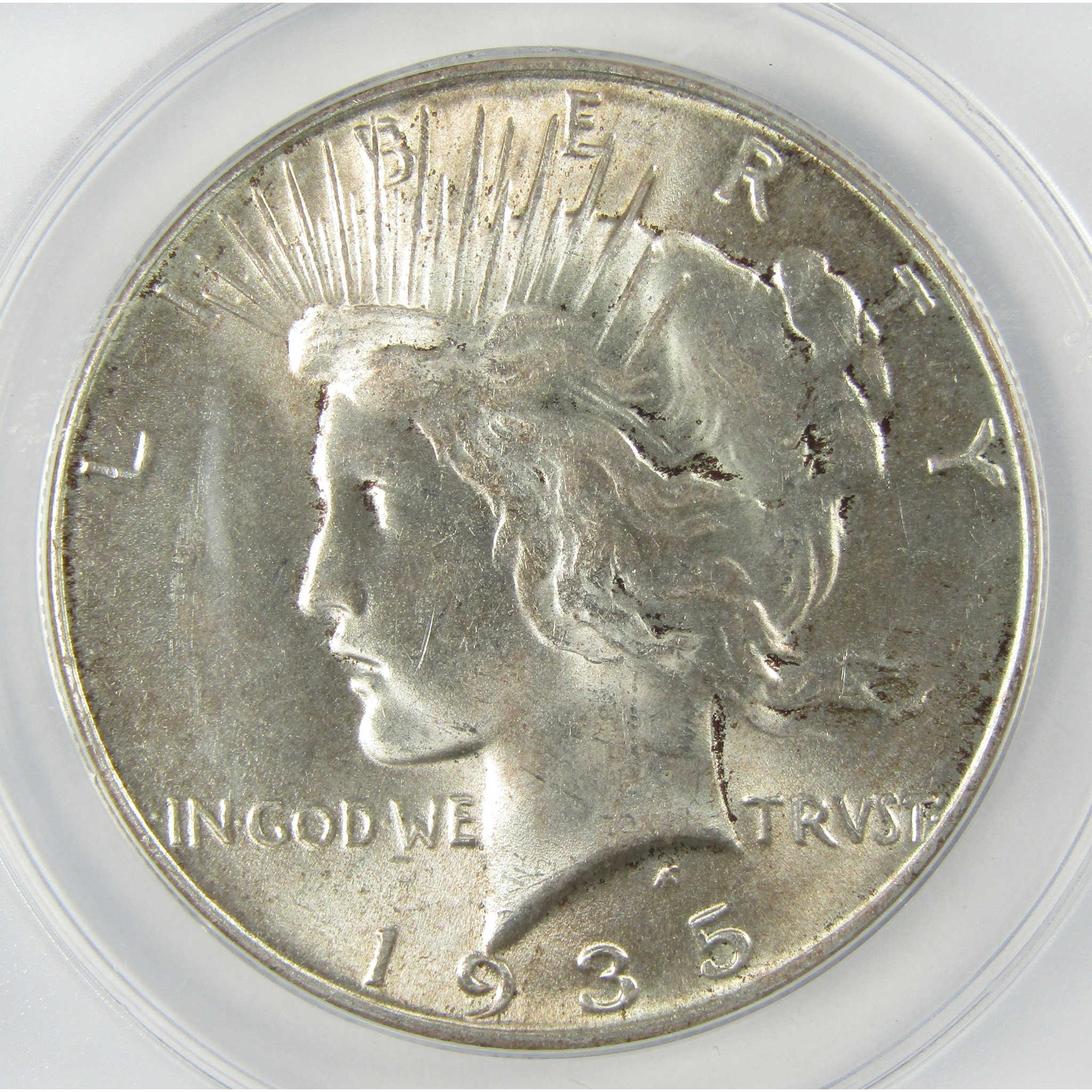 1935 Peace Silver Dollar MS 63 ANACS Uncirculated $1 Coin SKU:CP572