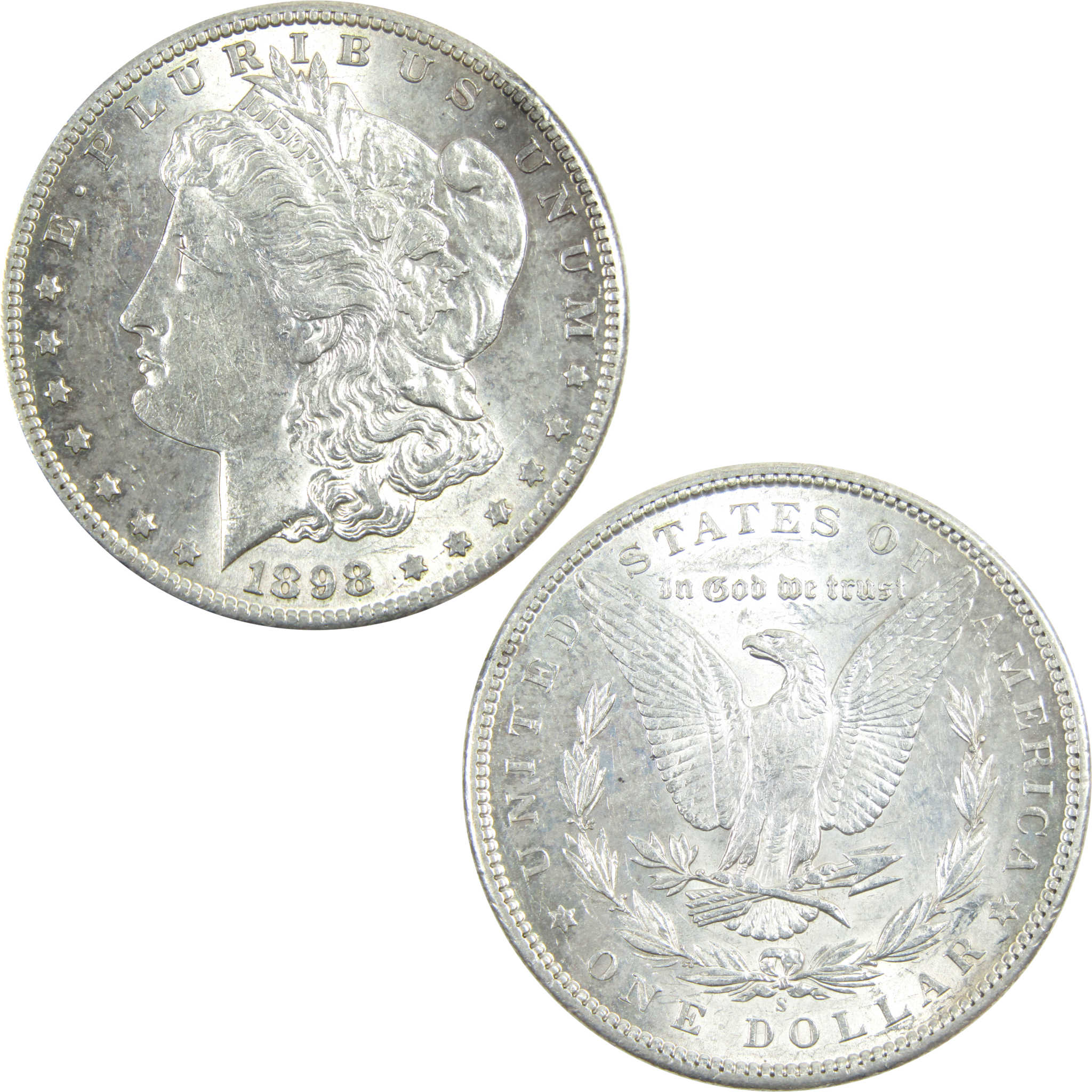 1898 S Morgan Dollar Borderline Uncirculated Silver $1 Coin SKU:I14328 - Morgan coin - Morgan silver dollar - Morgan silver dollar for sale - Profile Coins &amp; Collectibles