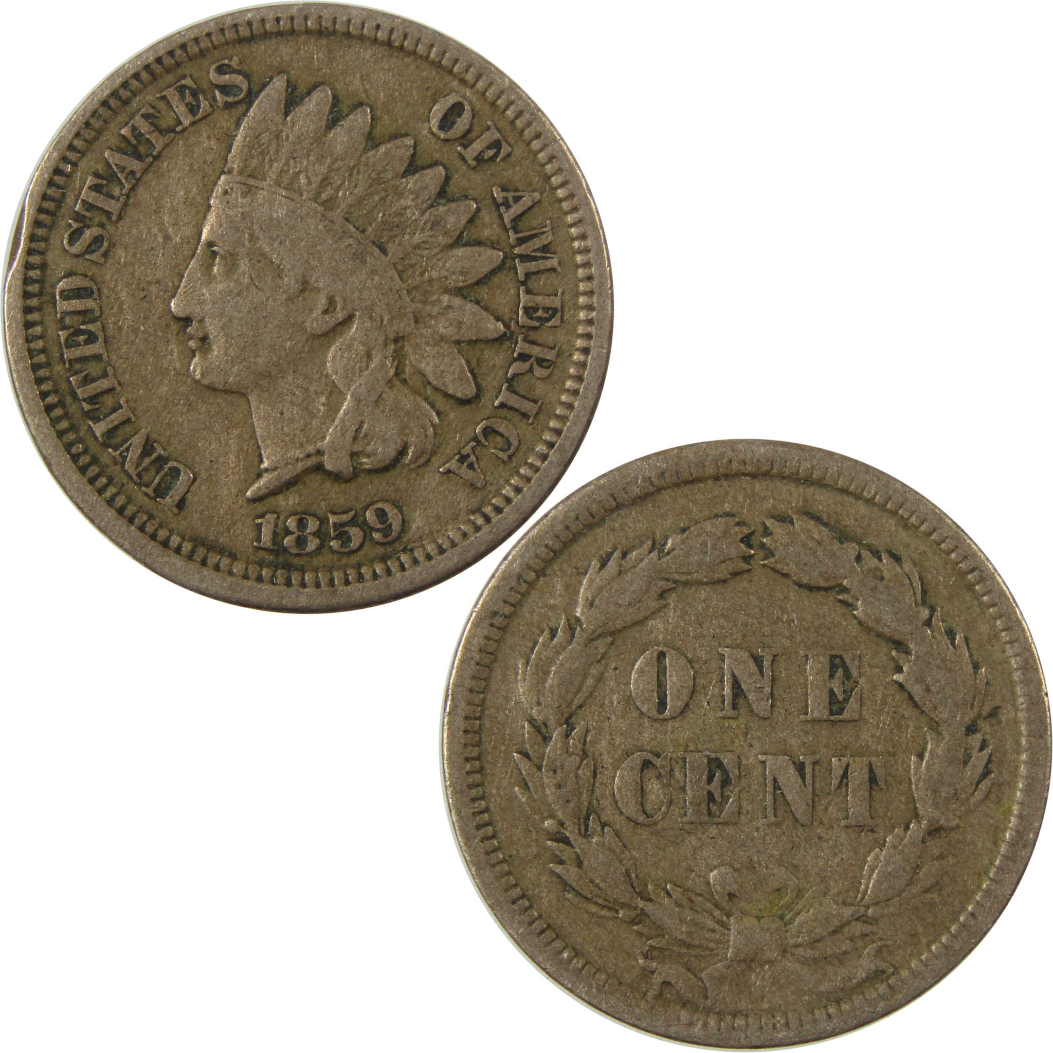 1859 Indian Head Cent VG Very Good Penny 1c Coin SKU:CP1295