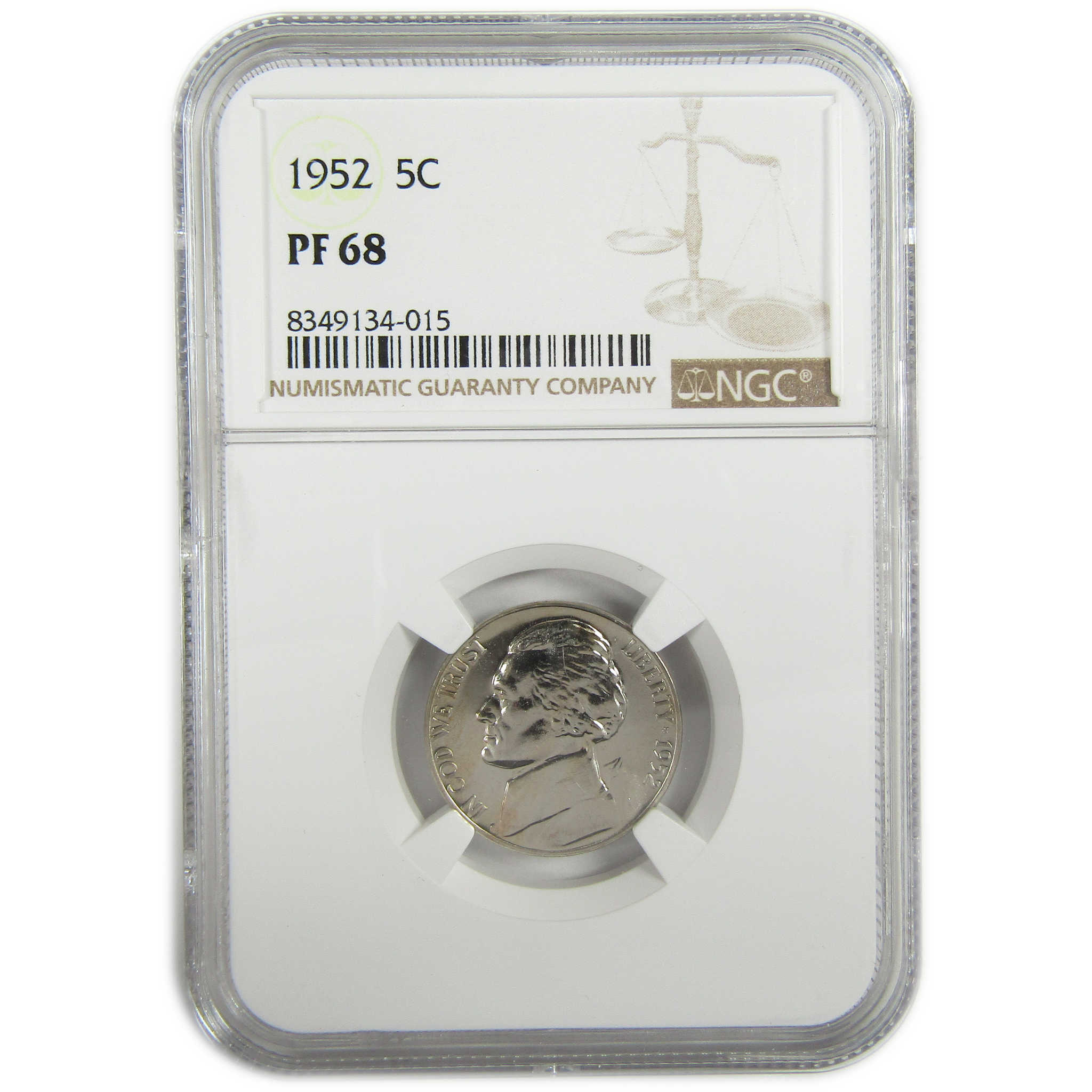 1952 Jefferson Nickel PF 68 NGC Proof 5c Coin Collectible SKU:I27357