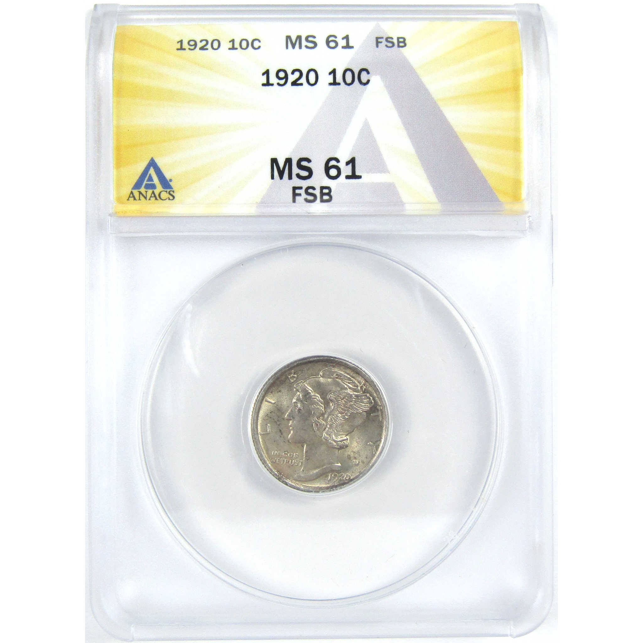 1920 Mercury Dime MS 61 FSB ANACS Silver 10c Uncirculated SKU:I16311