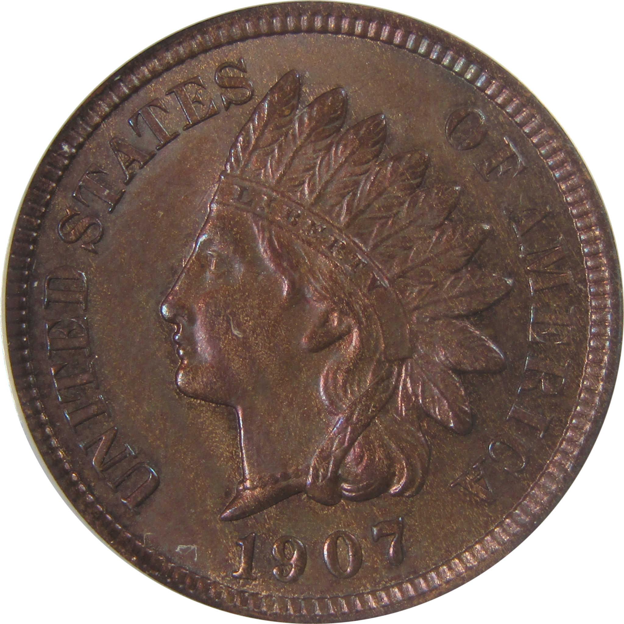 1907 Indian Head Cent MS 62 BN ANACS Penny Uncirculated SKU:I24910