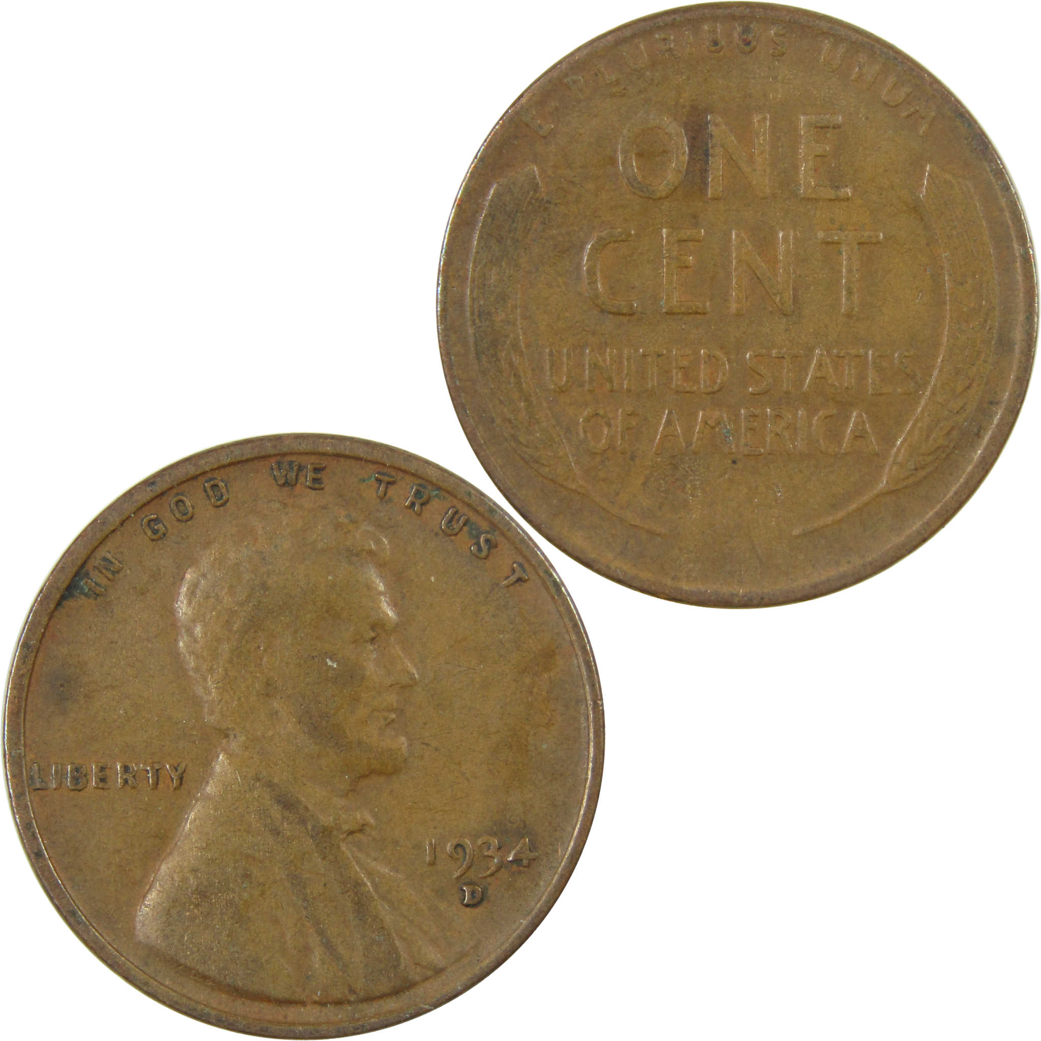 1934 D Lincoln Wheat Cent F Fine Penny 1c Coin Collectible SKU:I26792