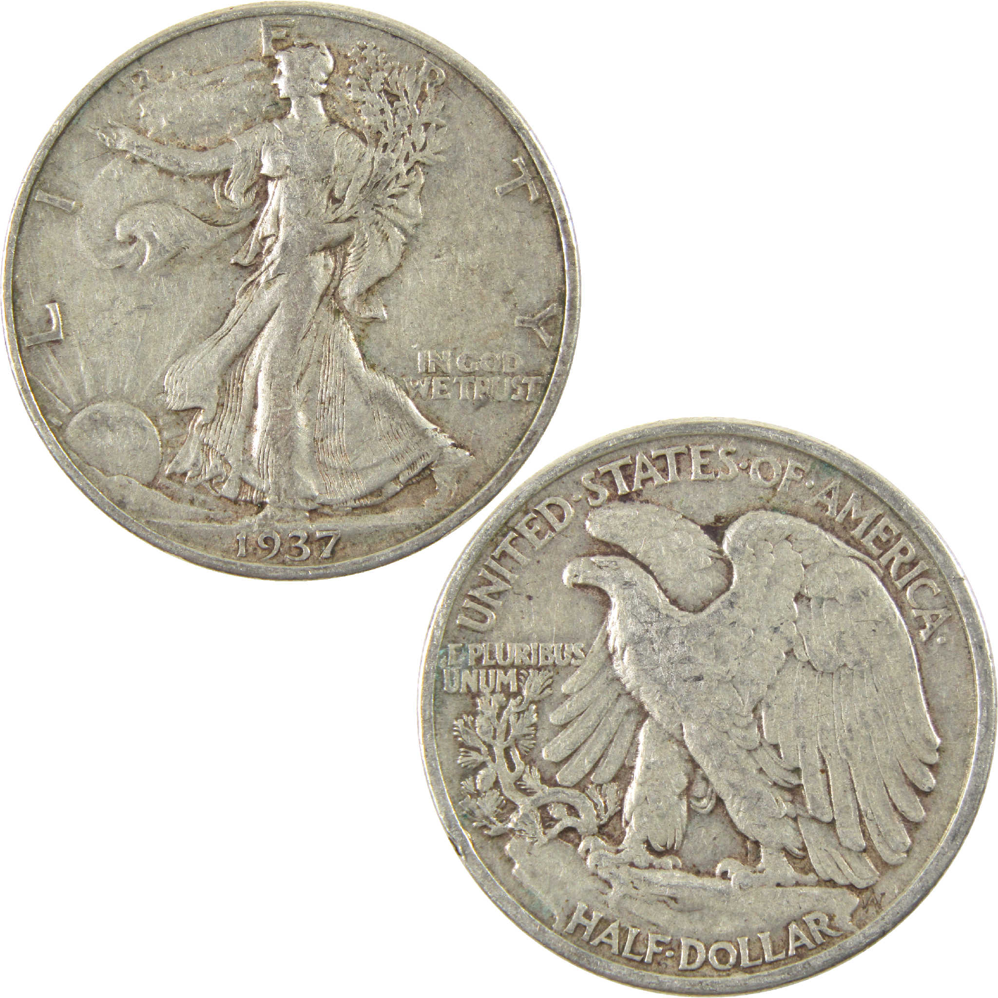 1937 Liberty Walking Half Dollar VF Very Fine Silver 50c Coin