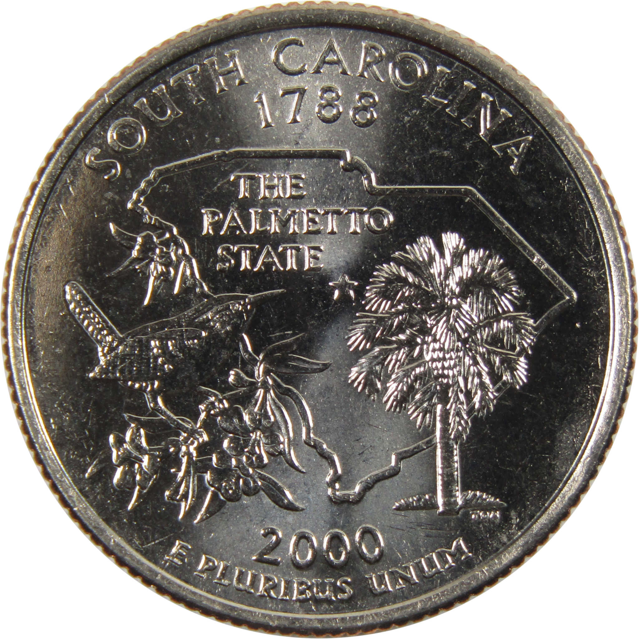 2000 D South Carolina State Quarter BU Uncirculated Clad 25c Coin