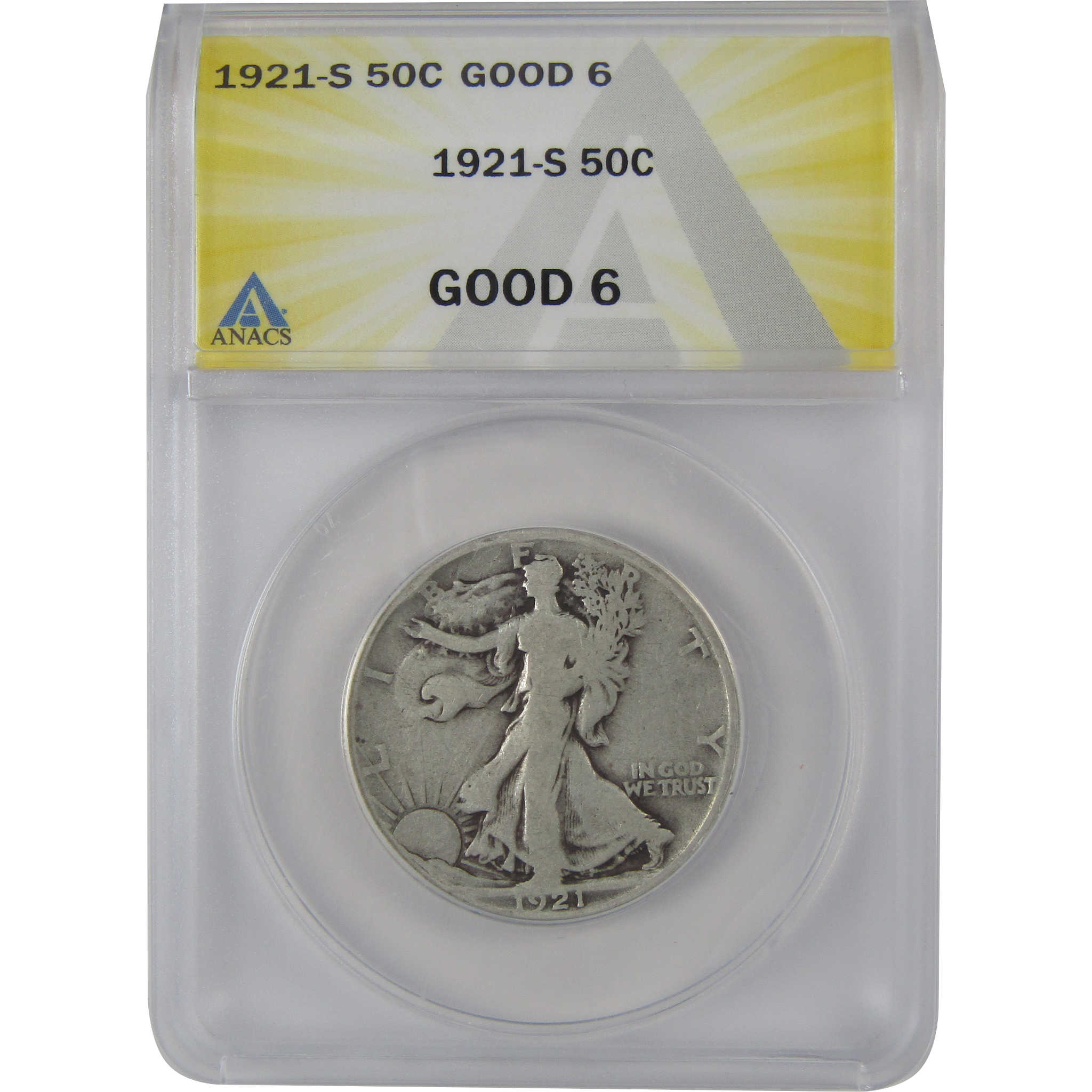 1921 S Liberty Walking Half Dollar G 6 ANACS Silver 50c Coin SKU:CP122