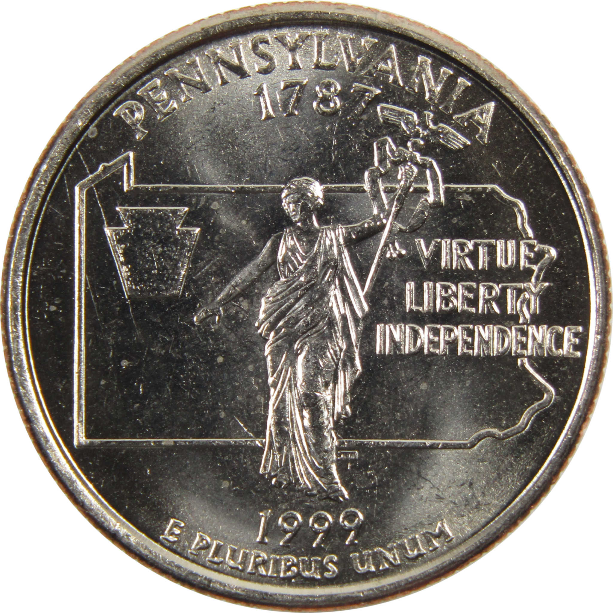 1999 P Pennsylvania State Quarter BU Uncirculated Clad 25c Coin
