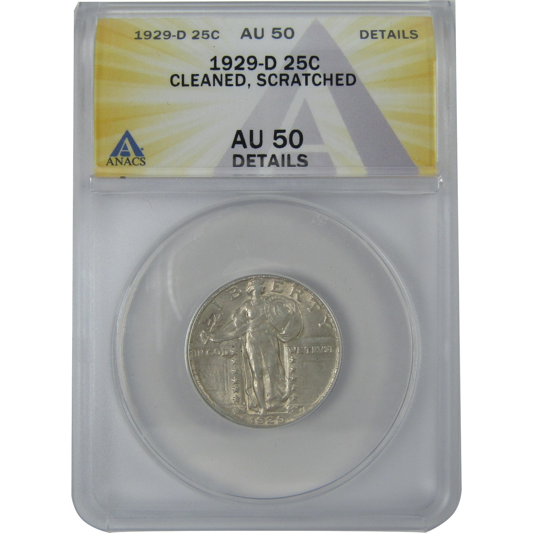 1929 D Standing Liberty Quarter AU 50 Details ANACS Silver SKU:I16142