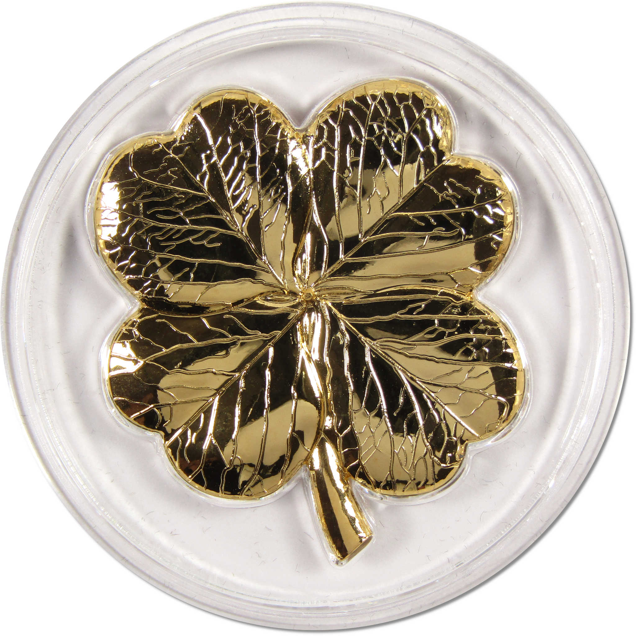Four Leaf Clover Choice Proof Gold-Plated 50c Coin 2022 Fiji COA