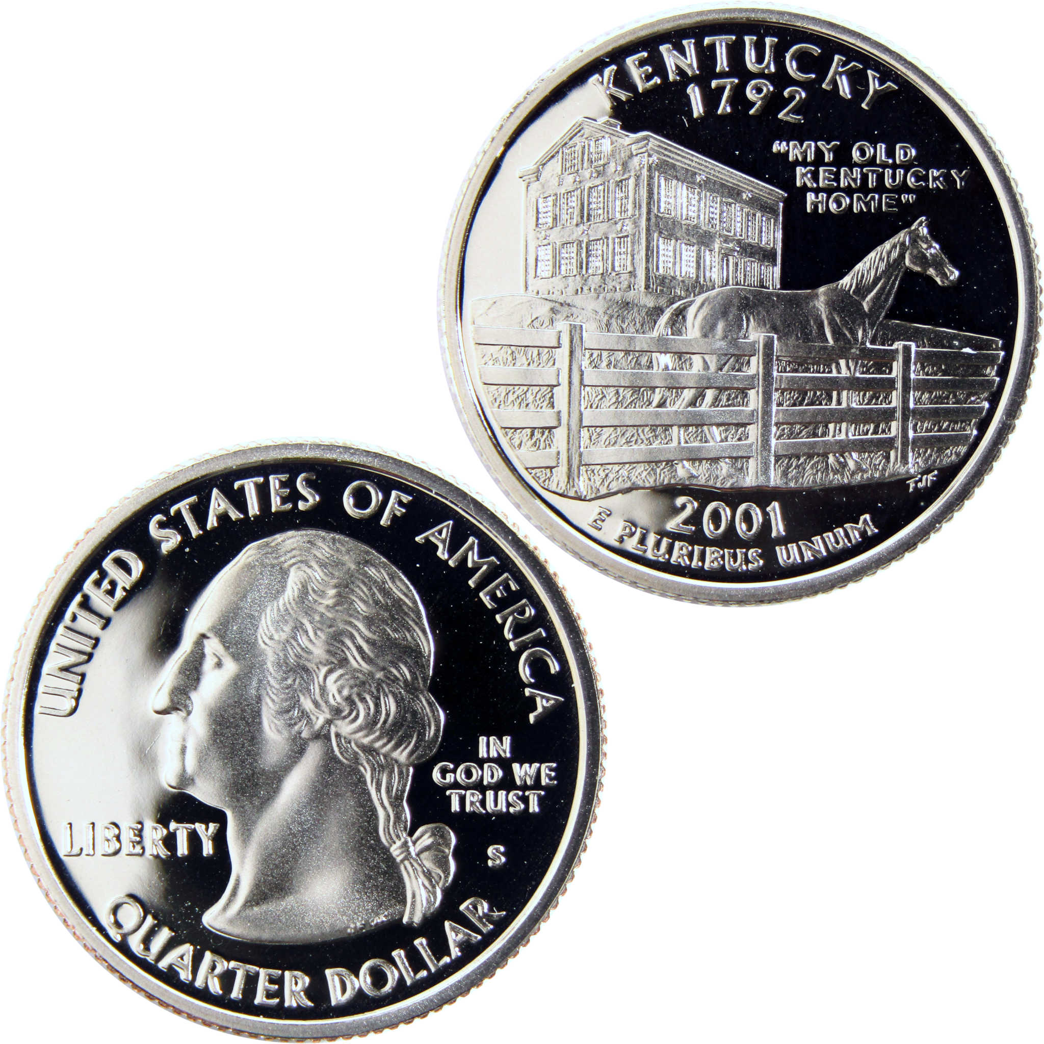 2001 S Kentucky State Quarter Clad 25c Proof Coin