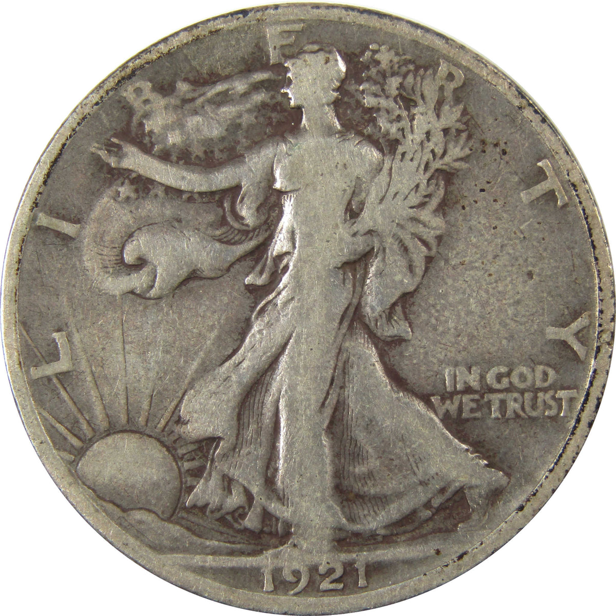 1921 S Liberty Walking Silver Half Dollar VG Very Good Coin SKU:I22777