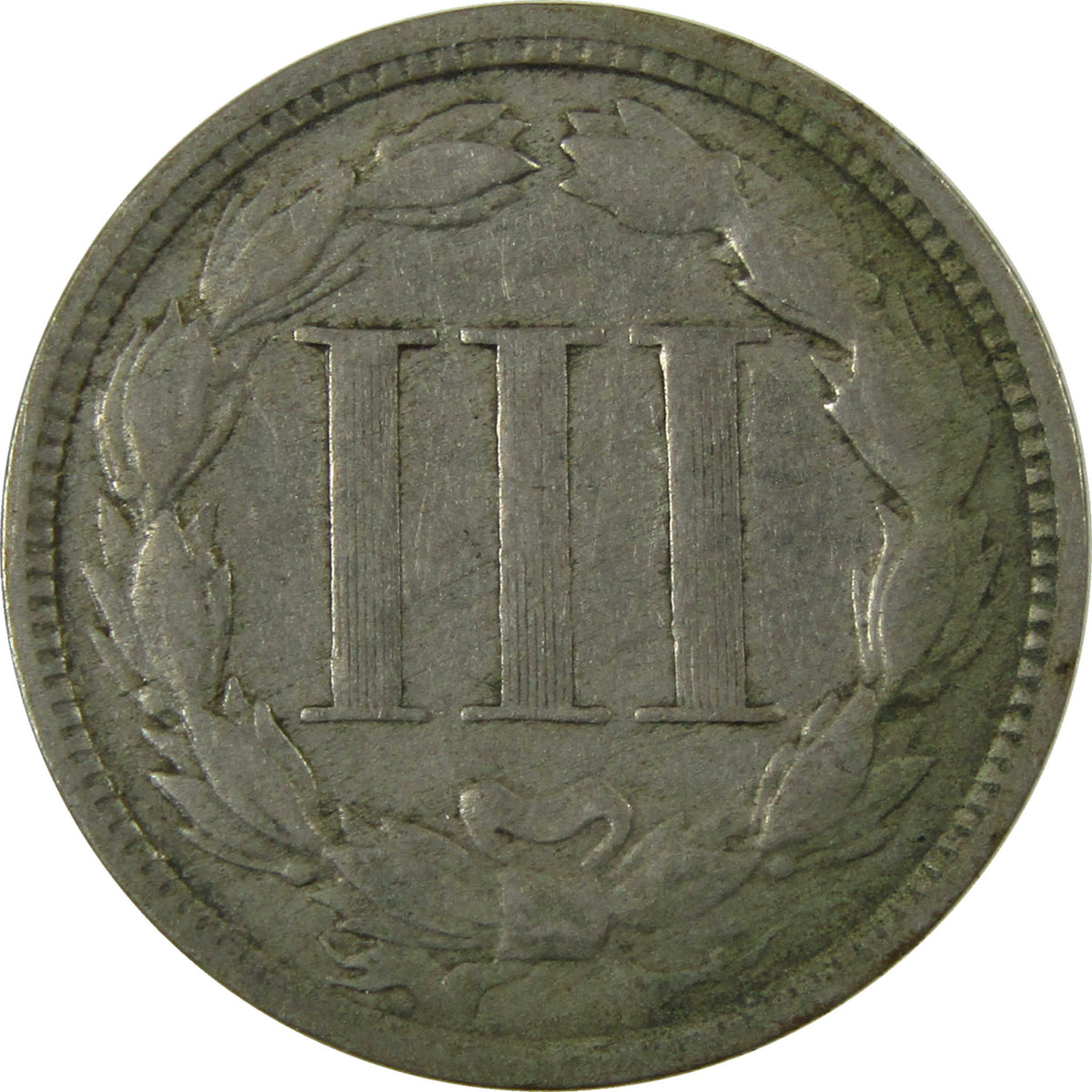 1873 Open 3 Nickel Three Cent Piece F Fine 3c Coin SKU:I28516
