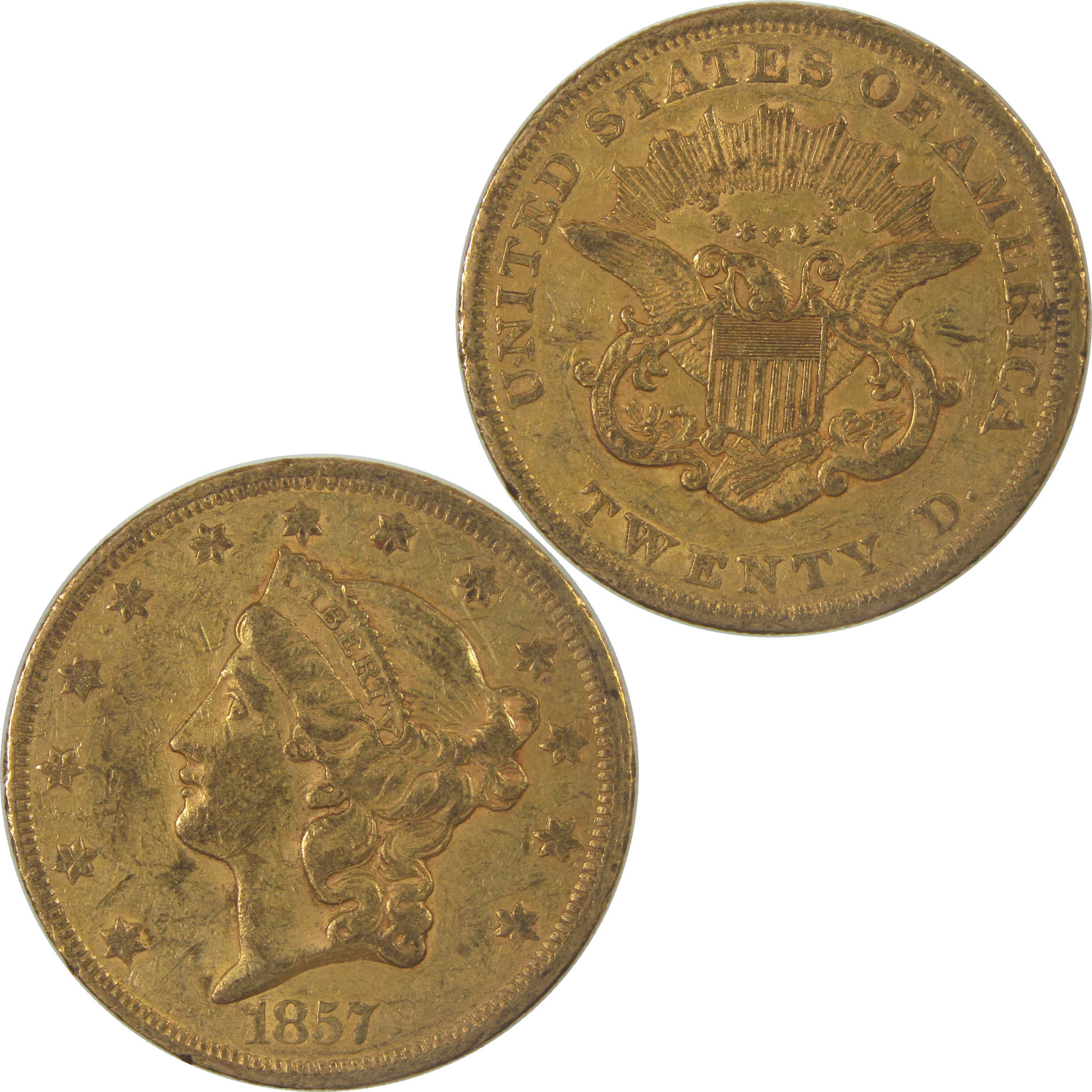1857 Liberty Head Gold Double Eagle XF EF Extremely Fine $20 Coin