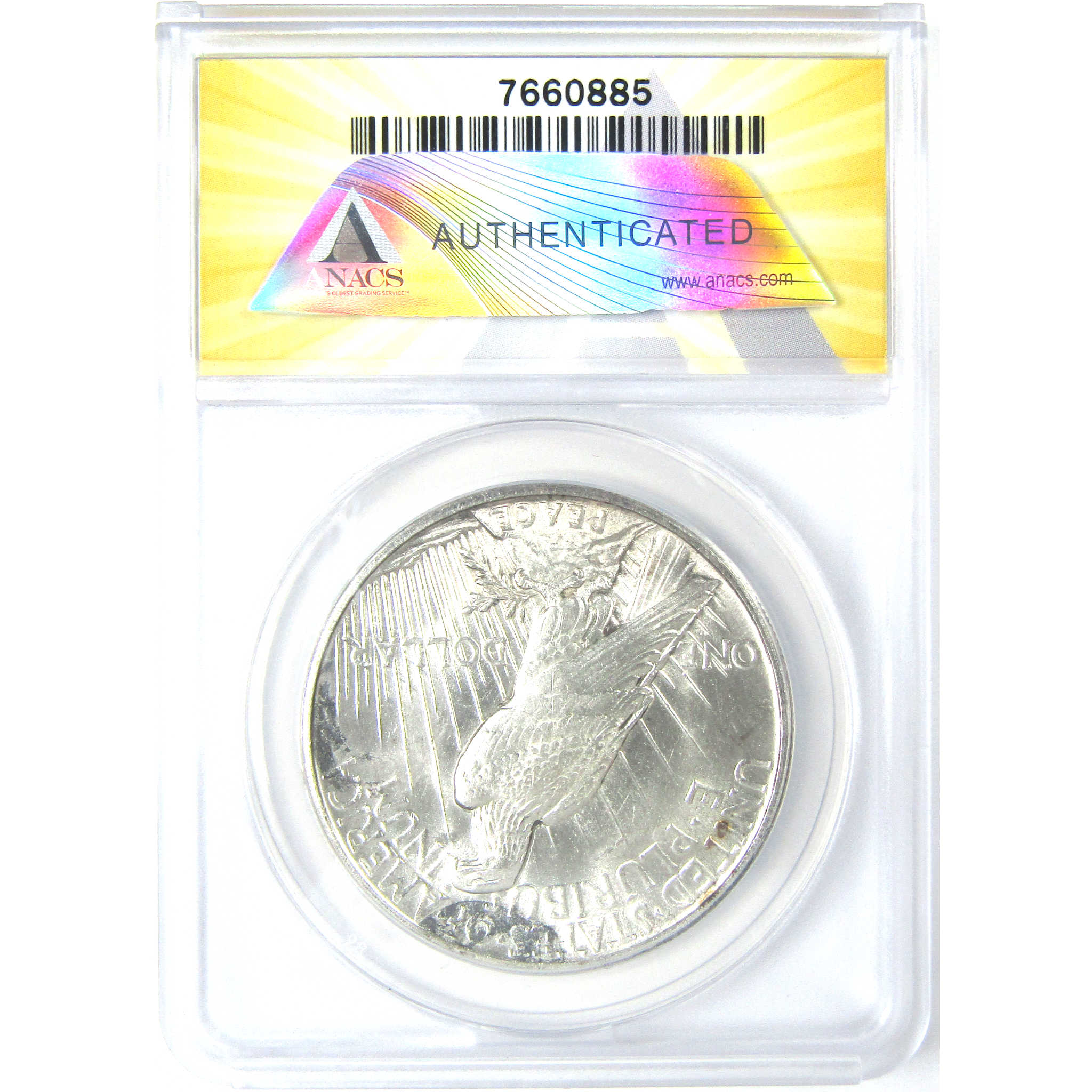 1921 High Relief Peace Dollar MS 60 Details ANACS Silver $1 SKU:I16240