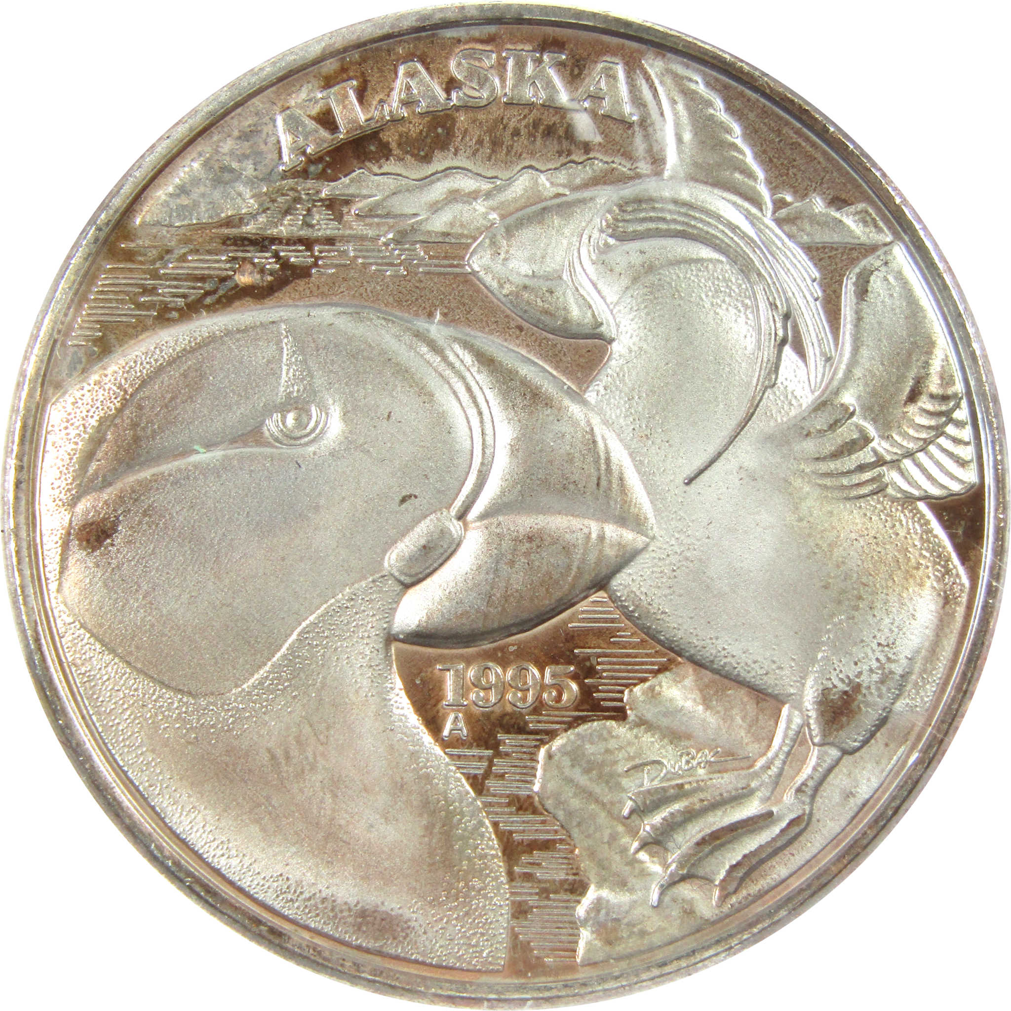 1995 Alaska Puffin State Medallion Silver Proof-Like Toned SKU:CPC7716