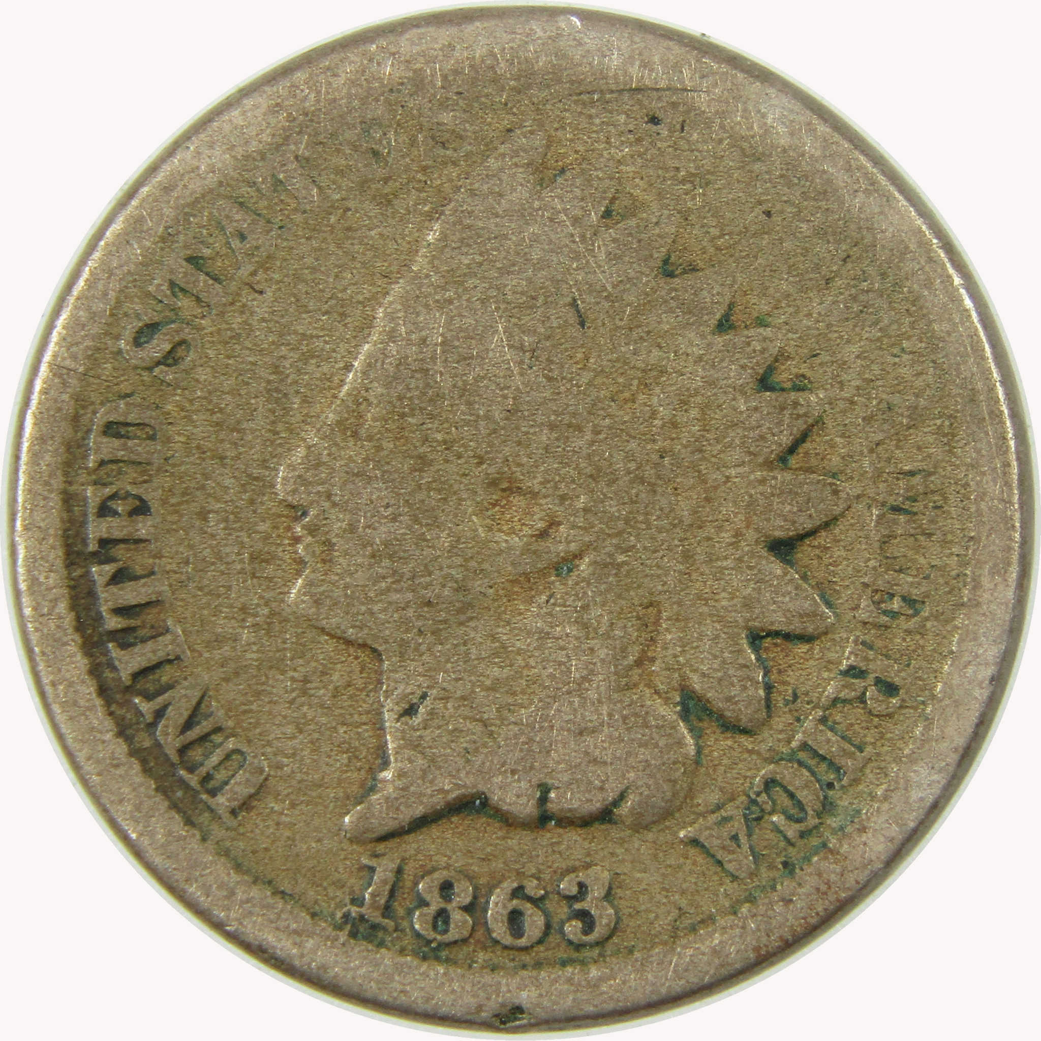 1863 Indian Head Cent AG About Good Penny 1c Coin SKU:CP1095