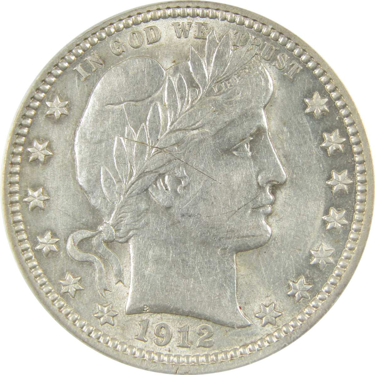 1912 Barber Silver Quarter AU 55 Details ANACS 25c Coin SKU:I28554