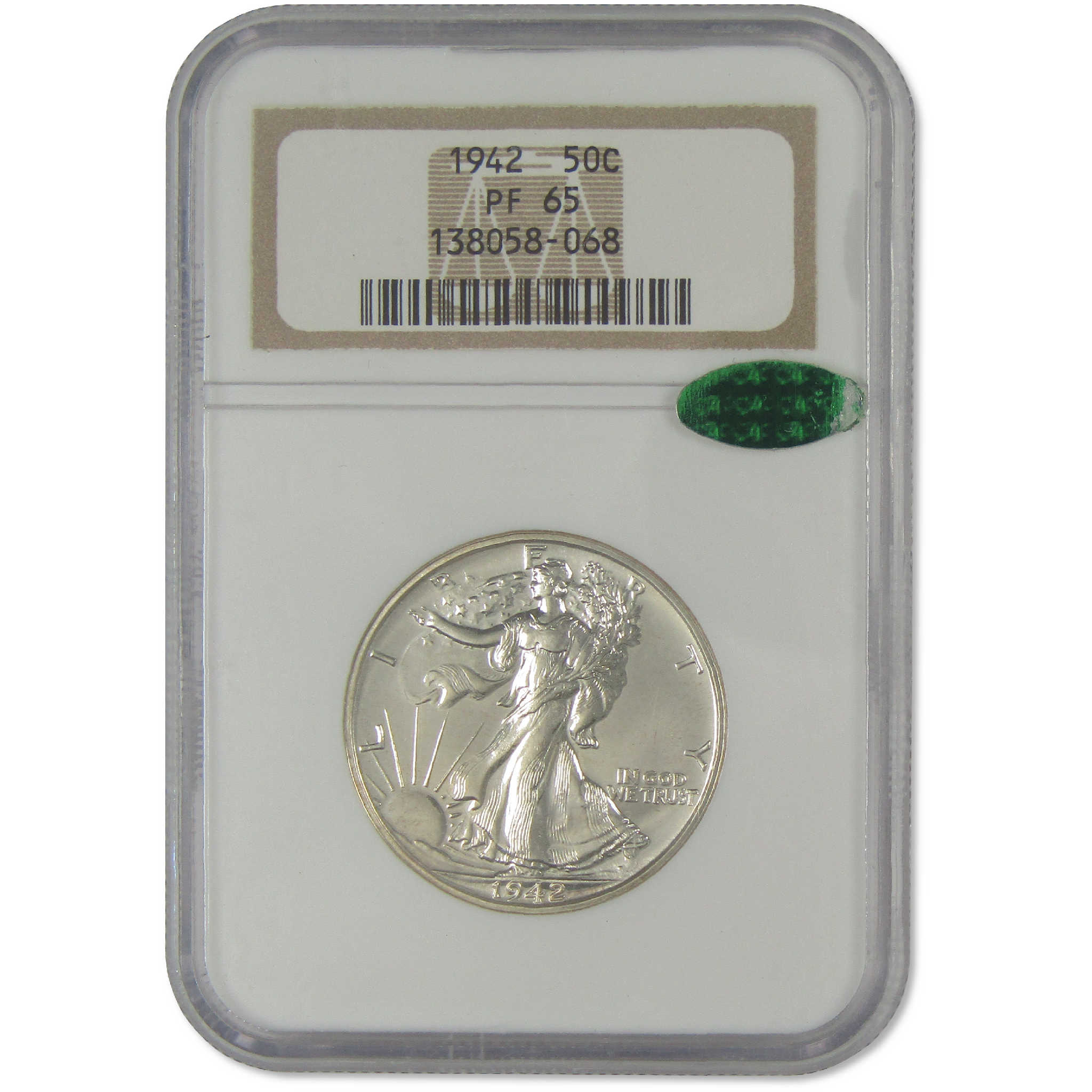 1942 Liberty Walking Half Dollar PF 65 NGC CAC Silver Proof 50c Coin