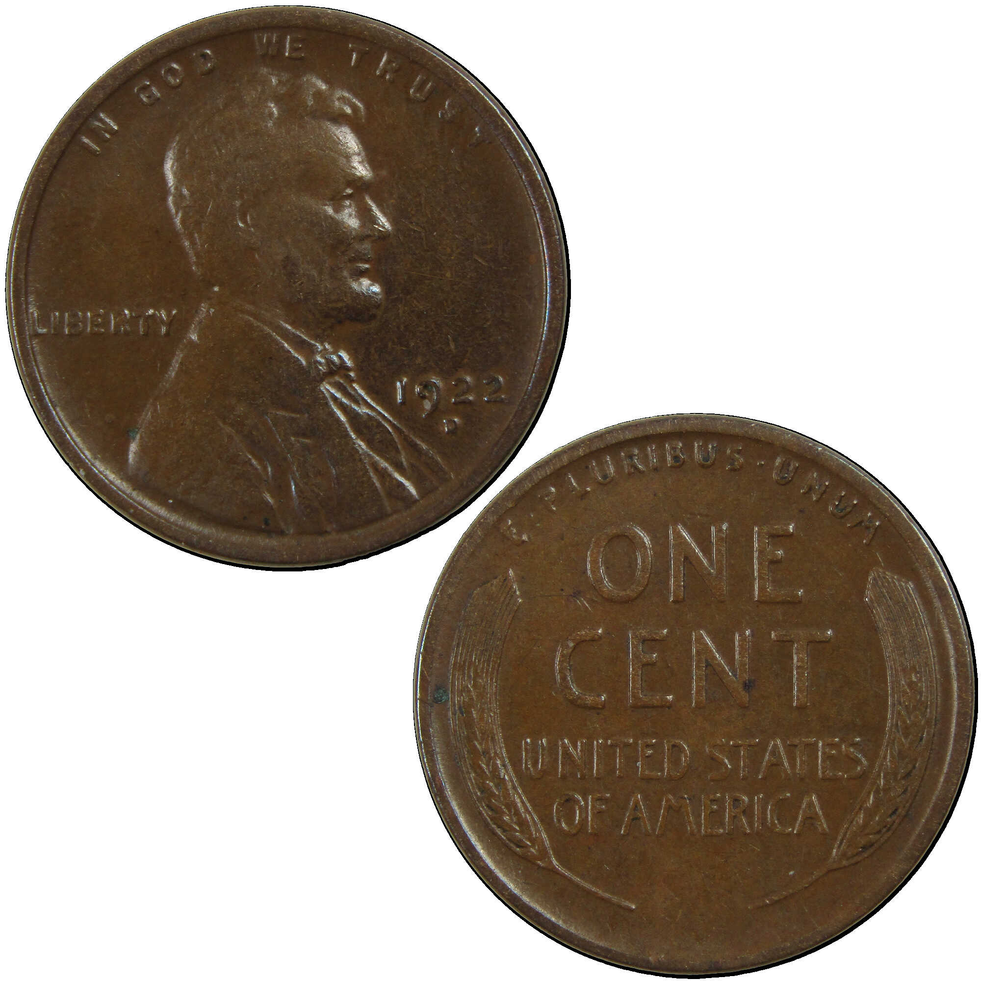 1922 D Lincoln Wheat Cent VF Very Fine Penny 1c Coin SKU:I12951