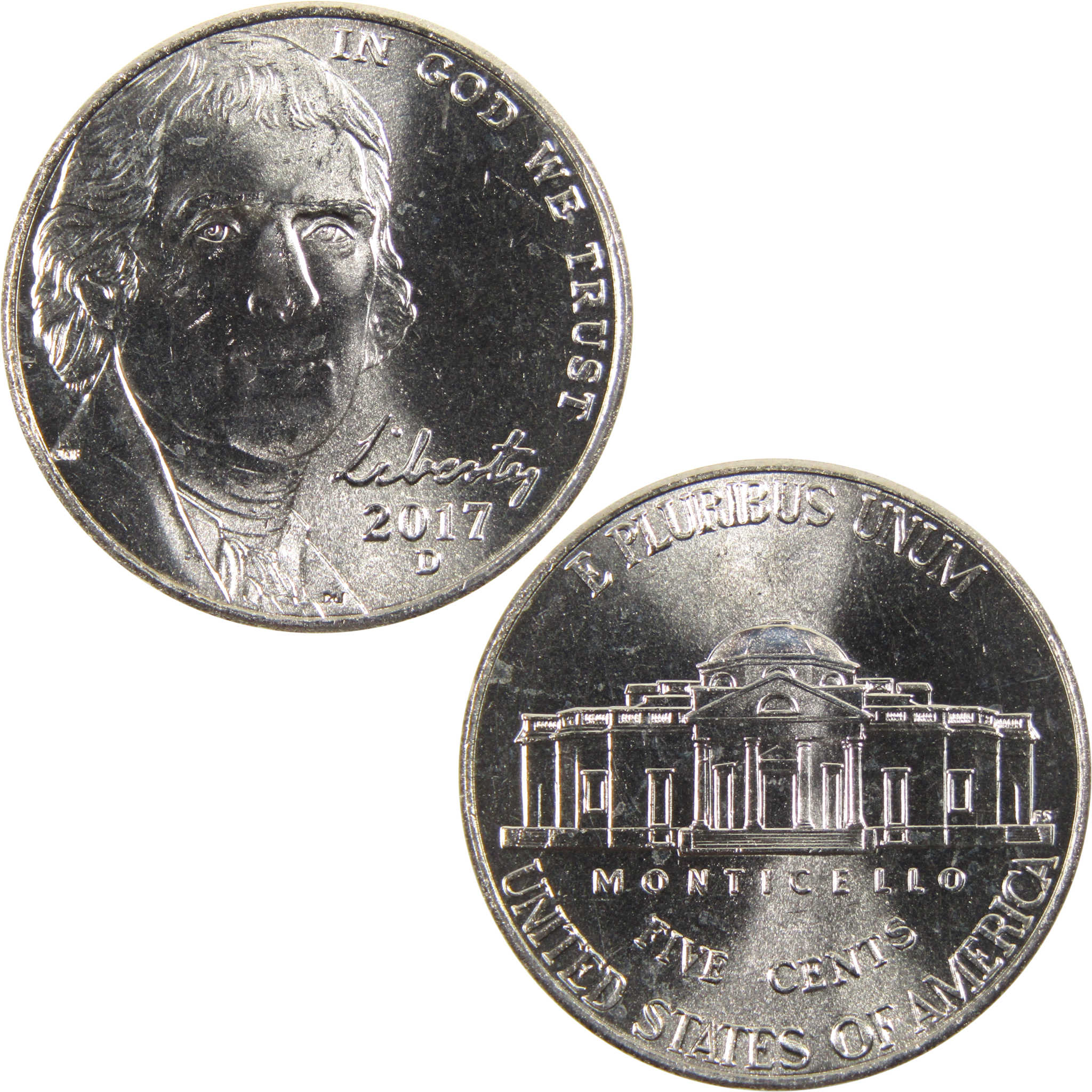 2017 D Jefferson Nickel BU Uncirculated 5c Coin