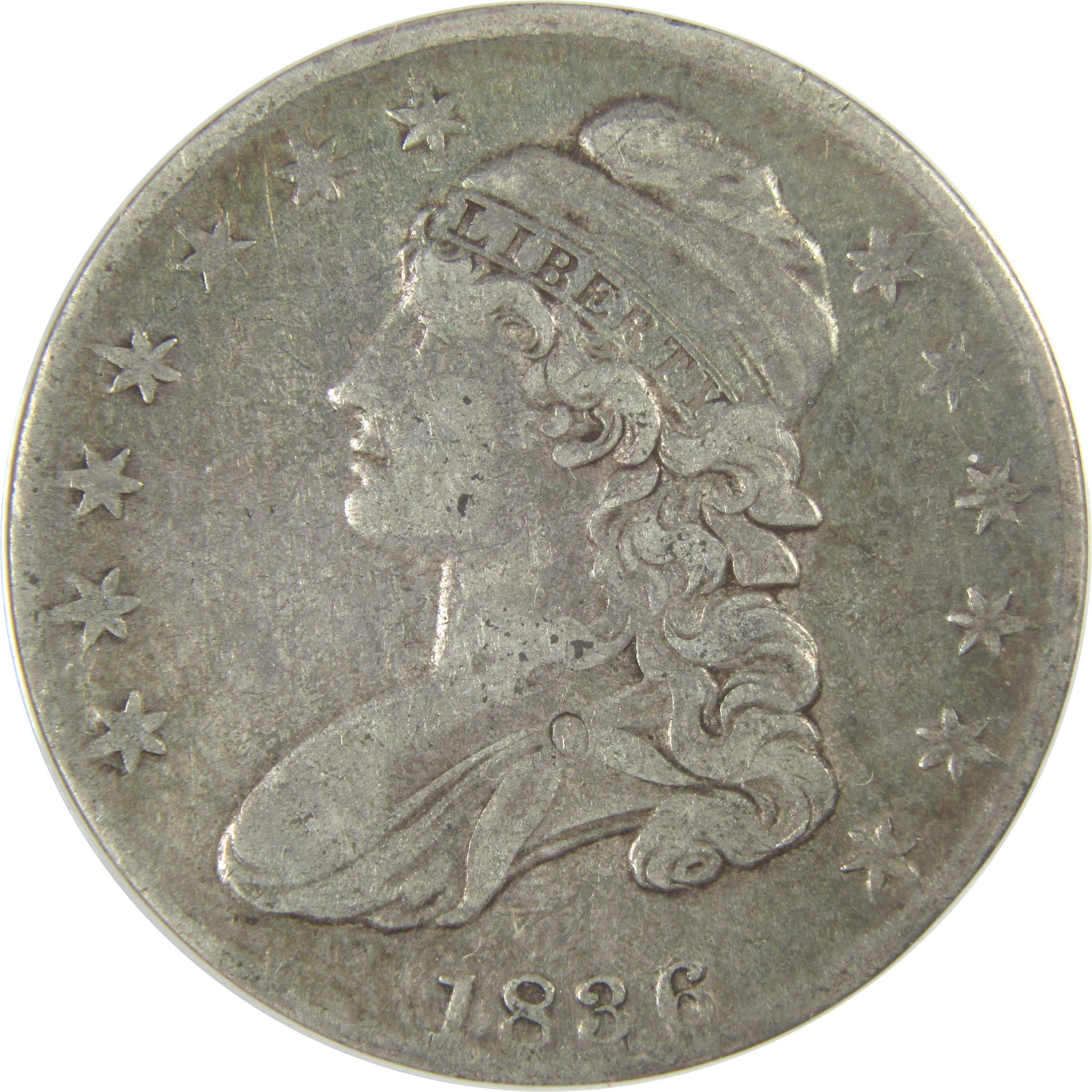 1836 Lettered Edge Capped Bust Half Dollar VF 25 ANACS SKU:I16341