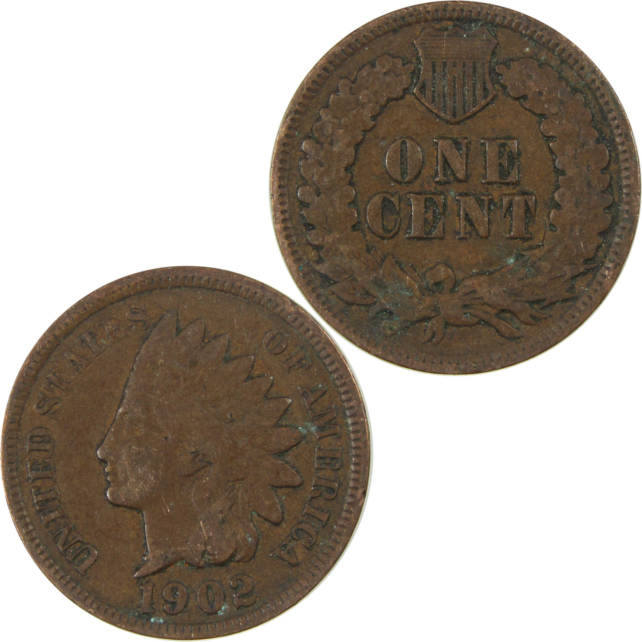 1902 Indian Head Cent F Fine Penny 1c Coin SKU:I27058