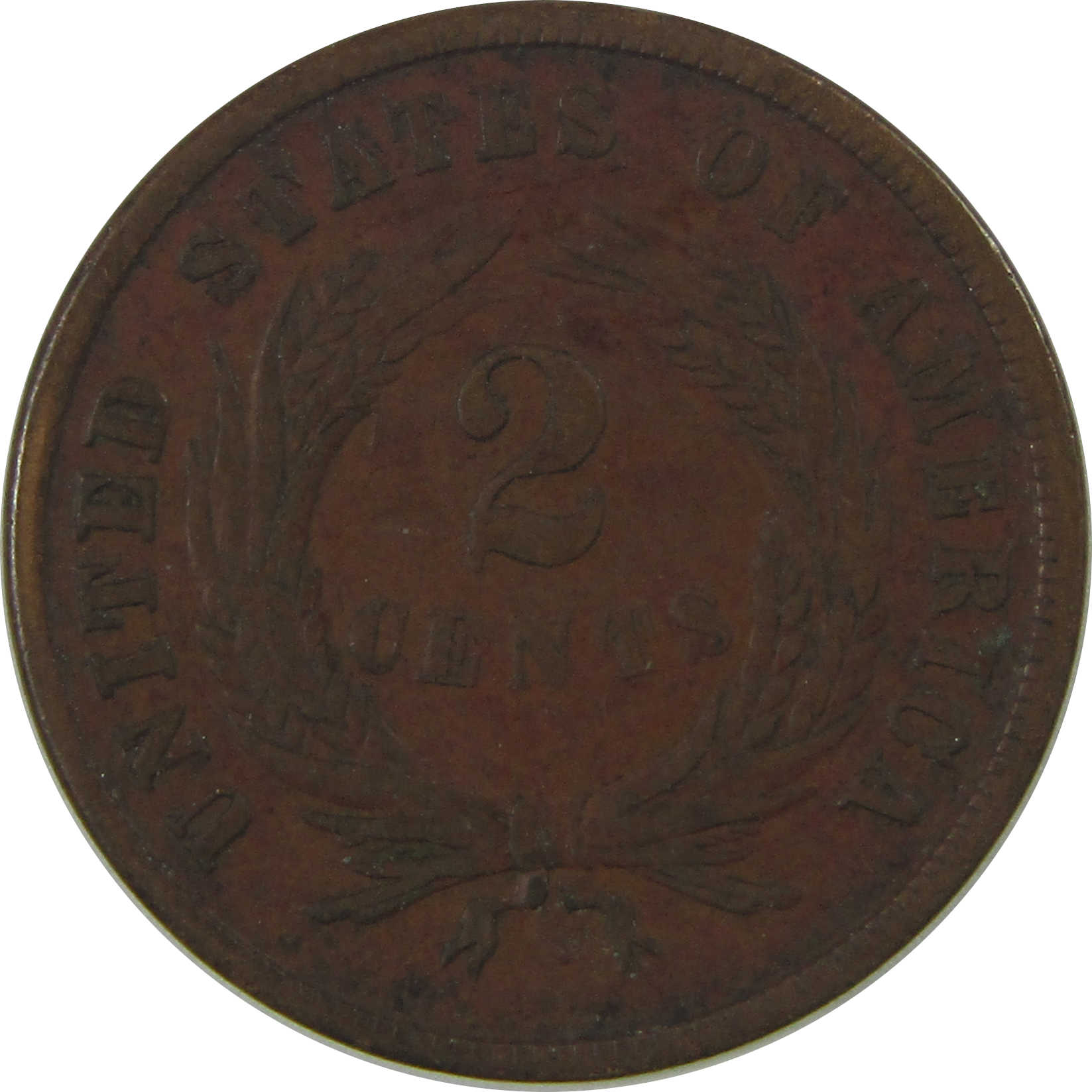 1865 Two Cent Piece F Fine 2c Coin SKU:CPC0747