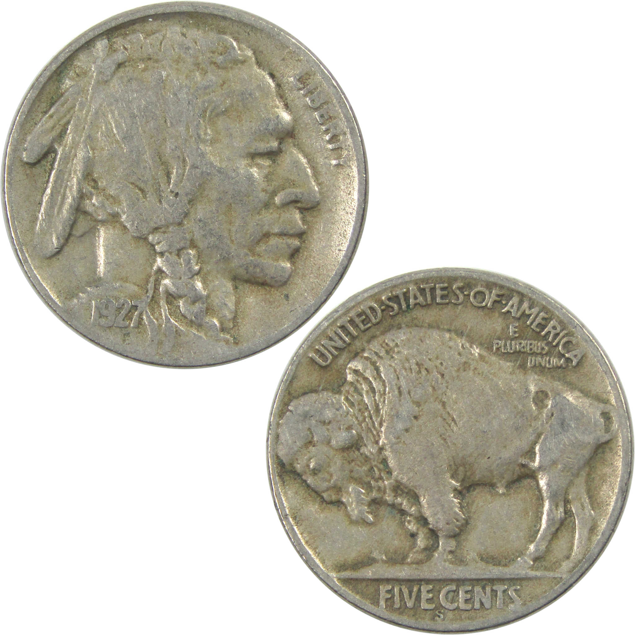 1927 S Indian Head Buffalo Nickel VF Very Fine 5c Coin SKU:I15355