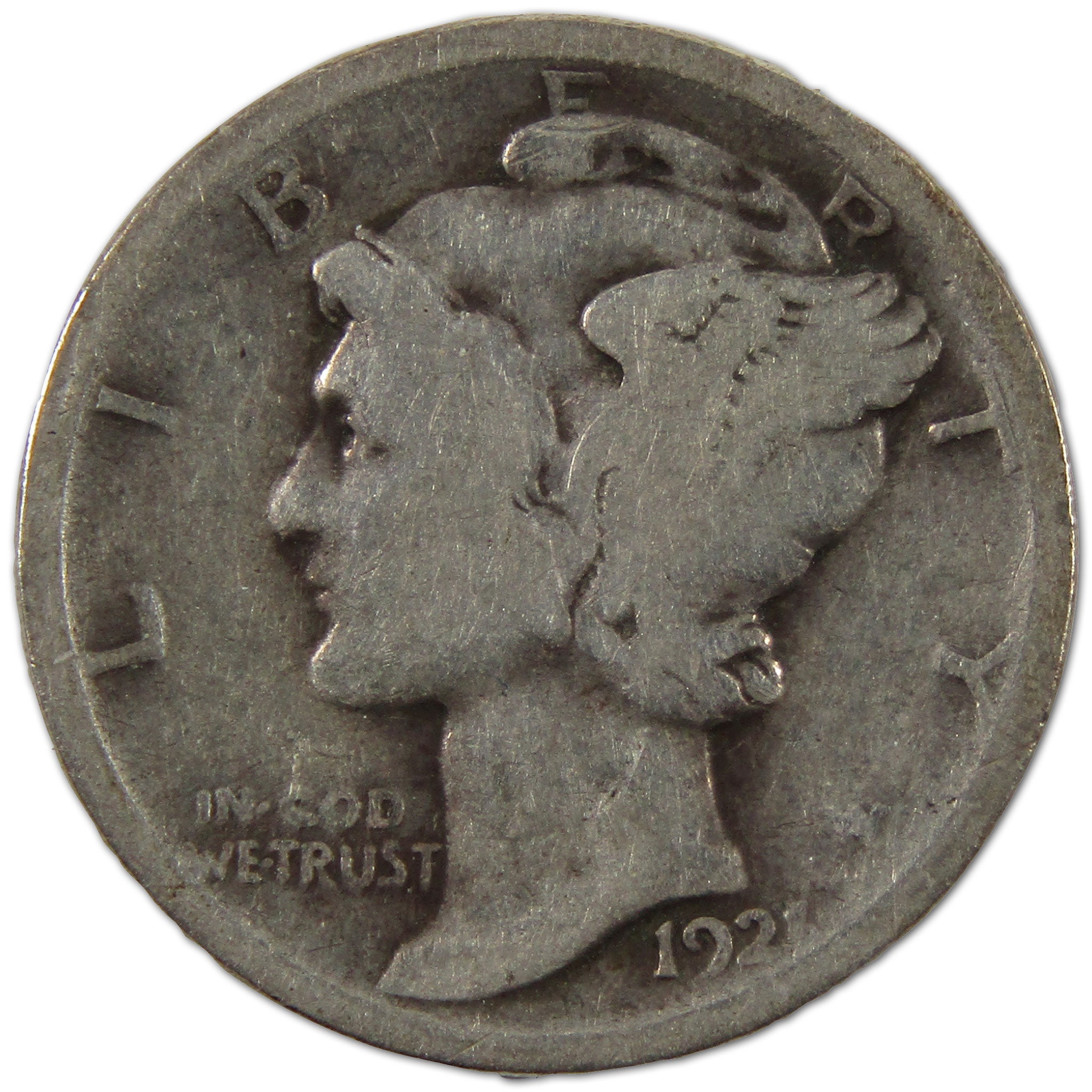 1921 Mercury Dime AG About Good Silver 10c Coin SKU:I10603