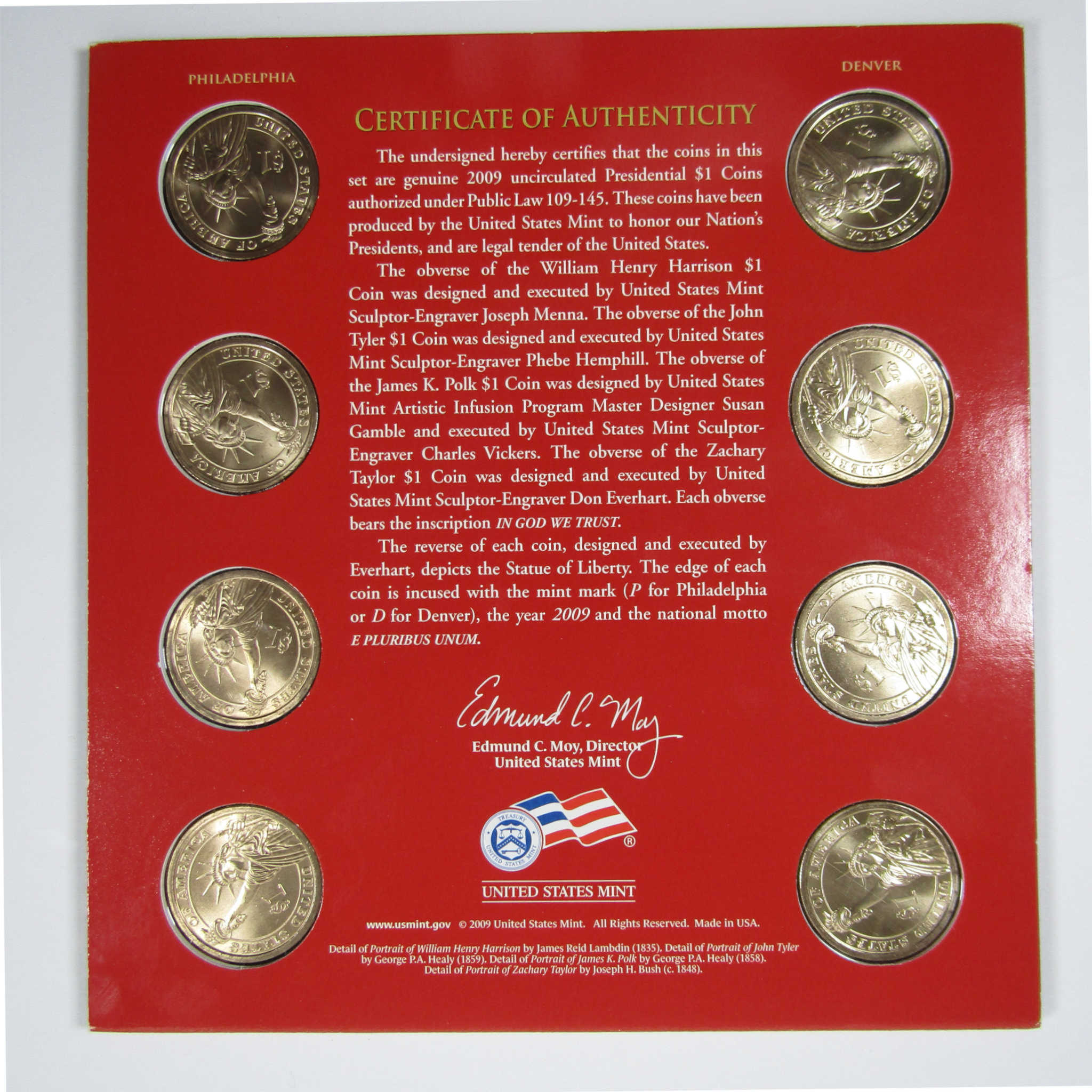 2009 P&D Presidential Dollar $1 Coin Uncirculated Set OGP SKU:CPC3828